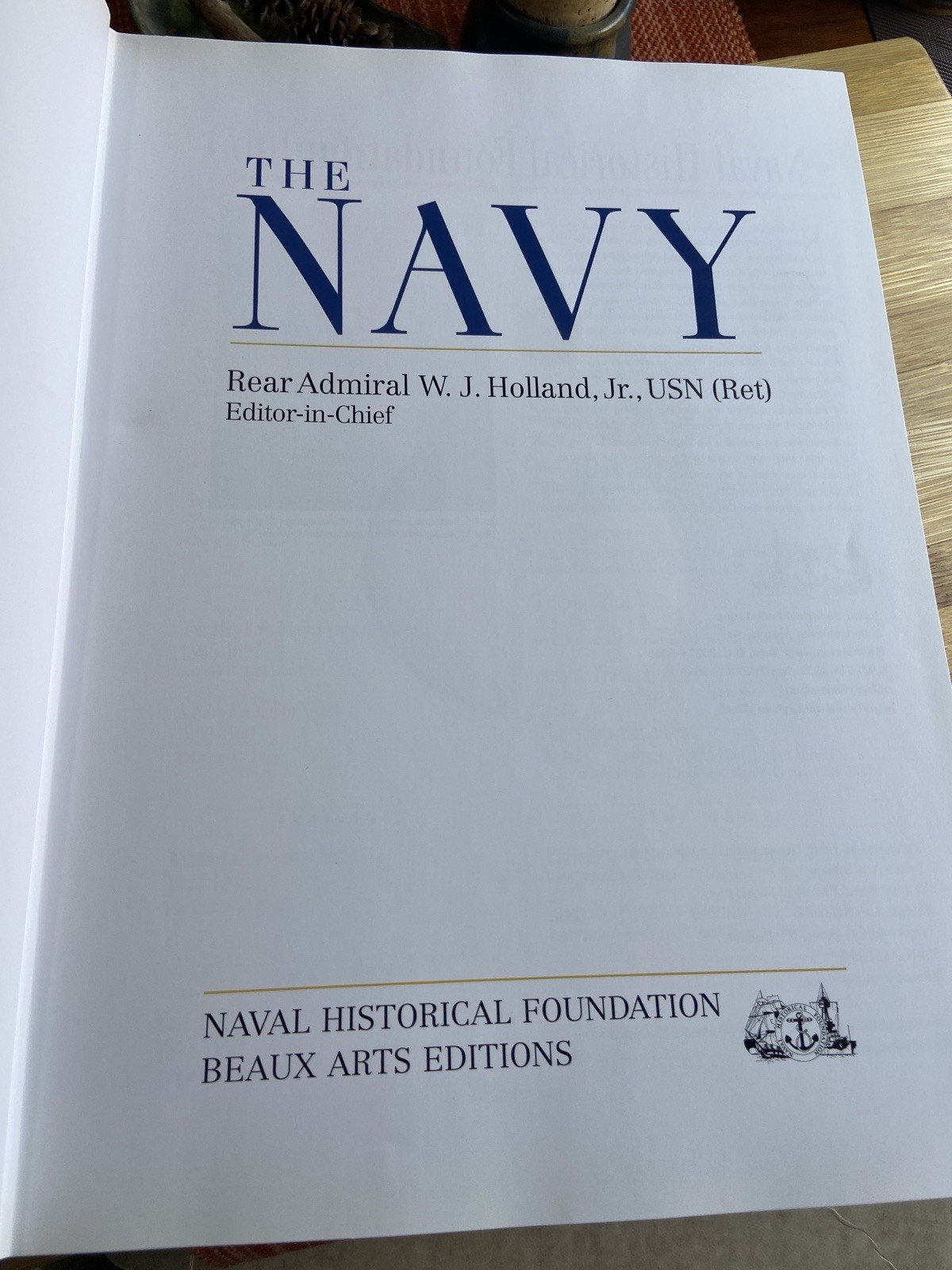 The Navy by Naval Historical Foundation Book Faux Leather Naval Insignia 14×10