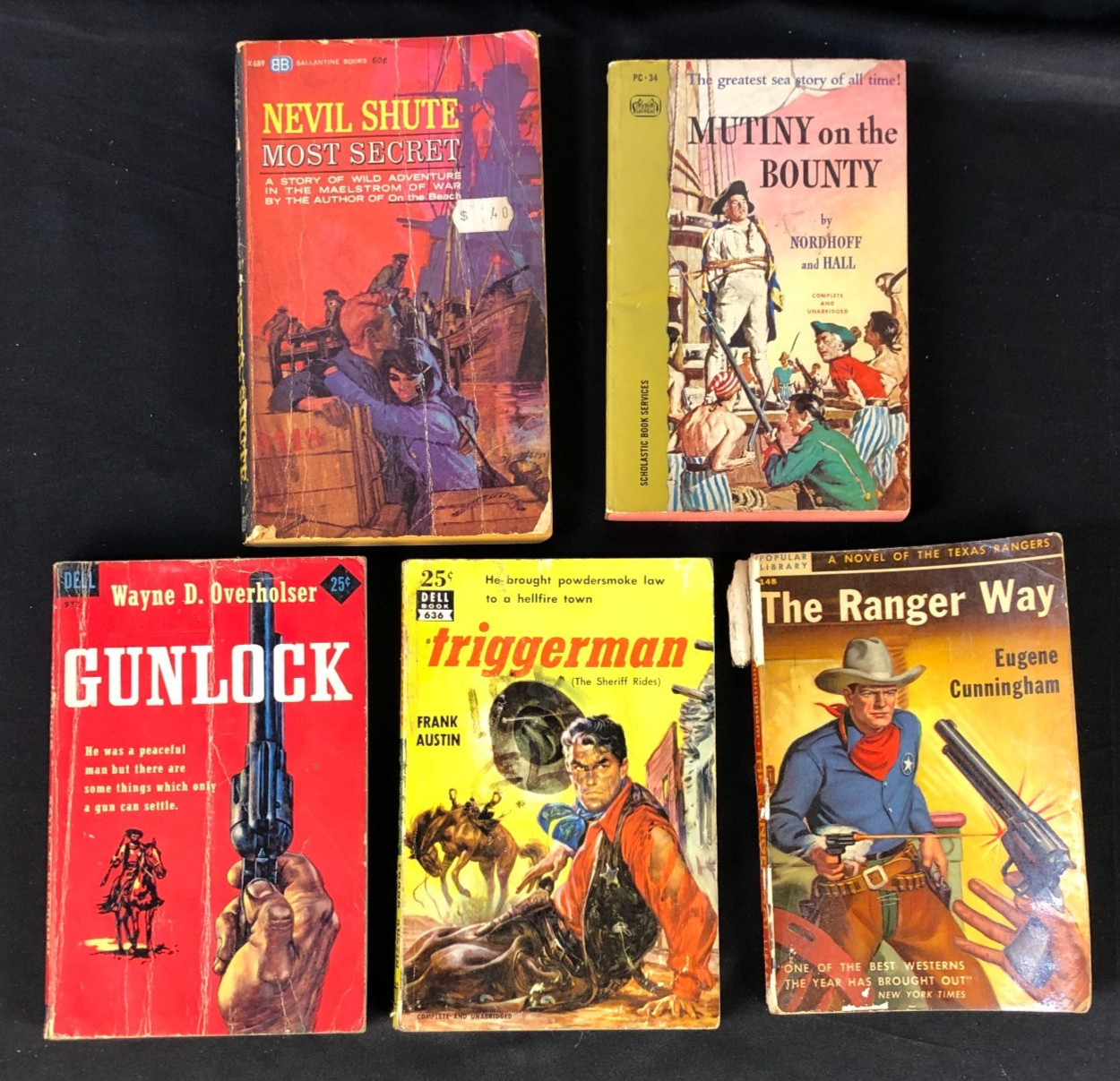Vintage Western & Adventure Stories Paperback Novels Dell Ballantine Popular Lib