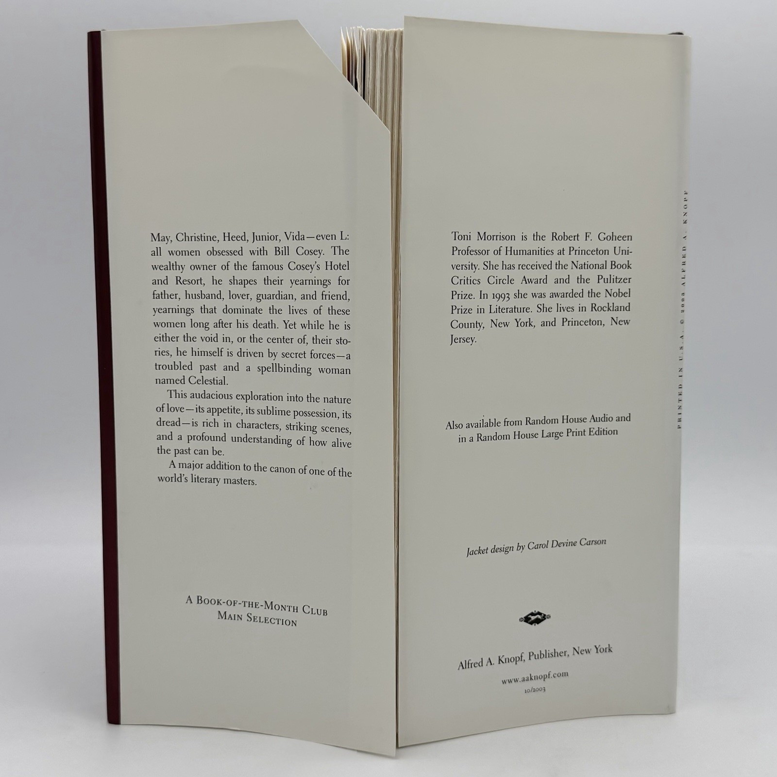 *Signed* Love – Toni Morrison (1st edition 1st print HC) Alfred A. Knopf, 2003