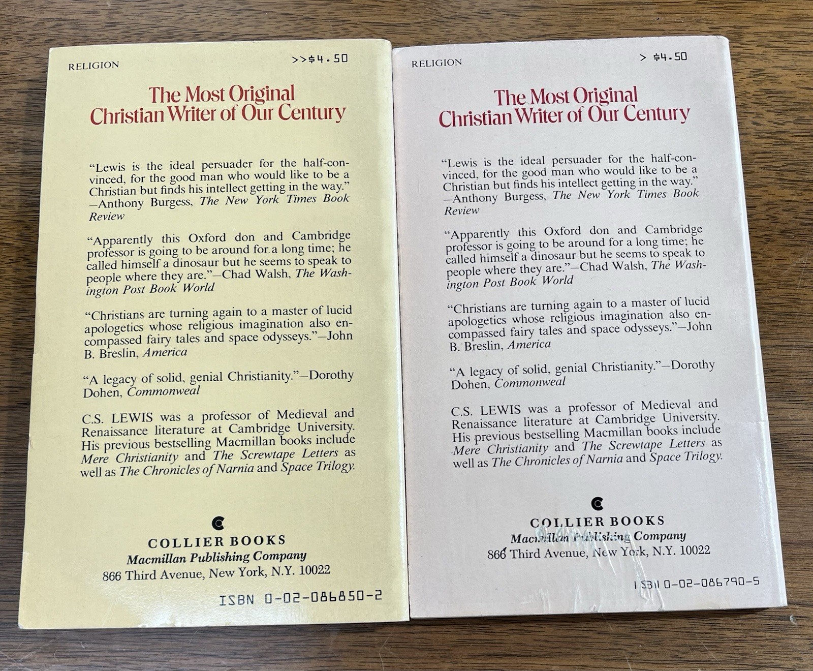 Vintage CS Lewis Collier Paperback Books The Problem with Pain Abolition of Man