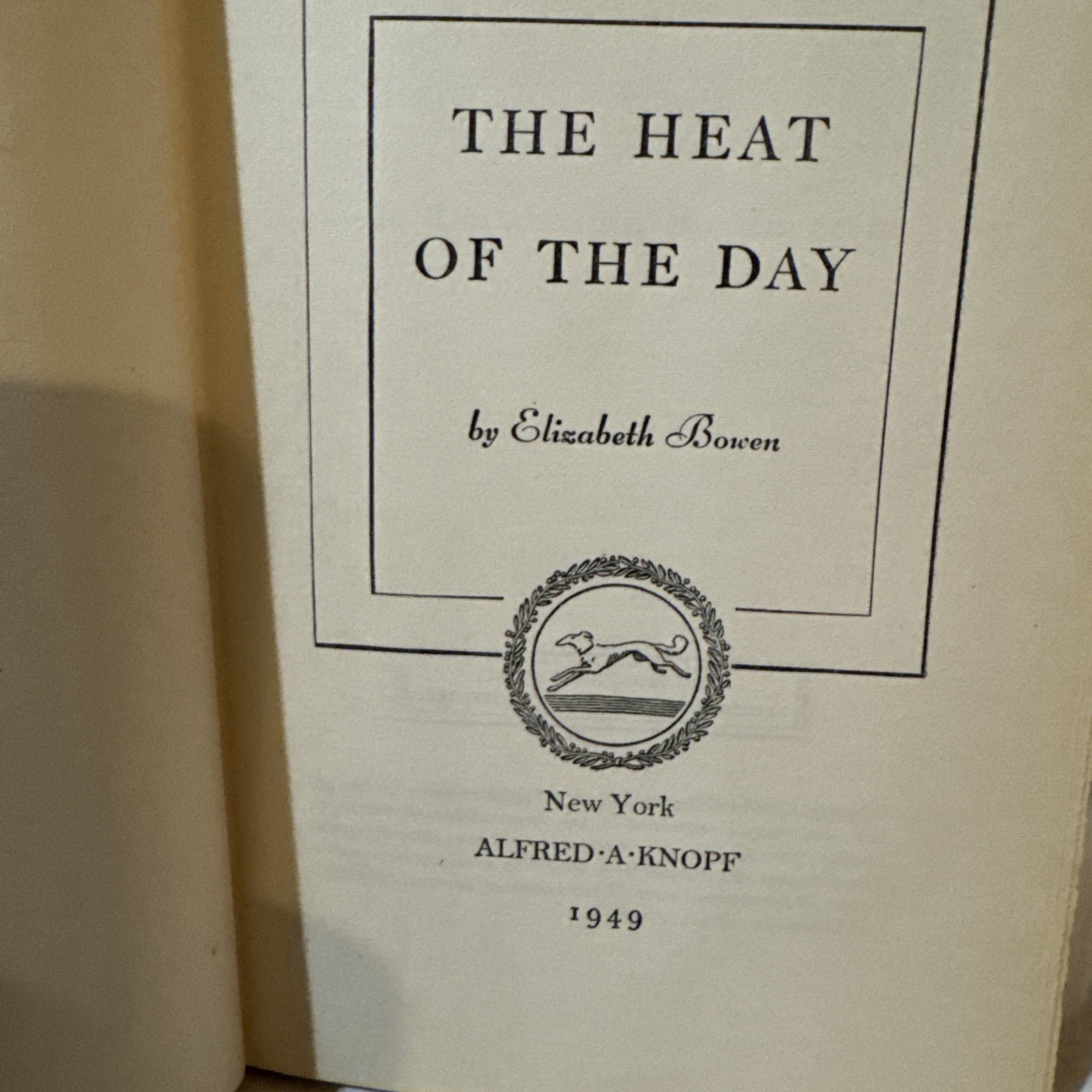 THE HEAT OF THE DAY. Vintage 1949 HC w/ DJ. Elizabeth Bowen. Book Club Edition.