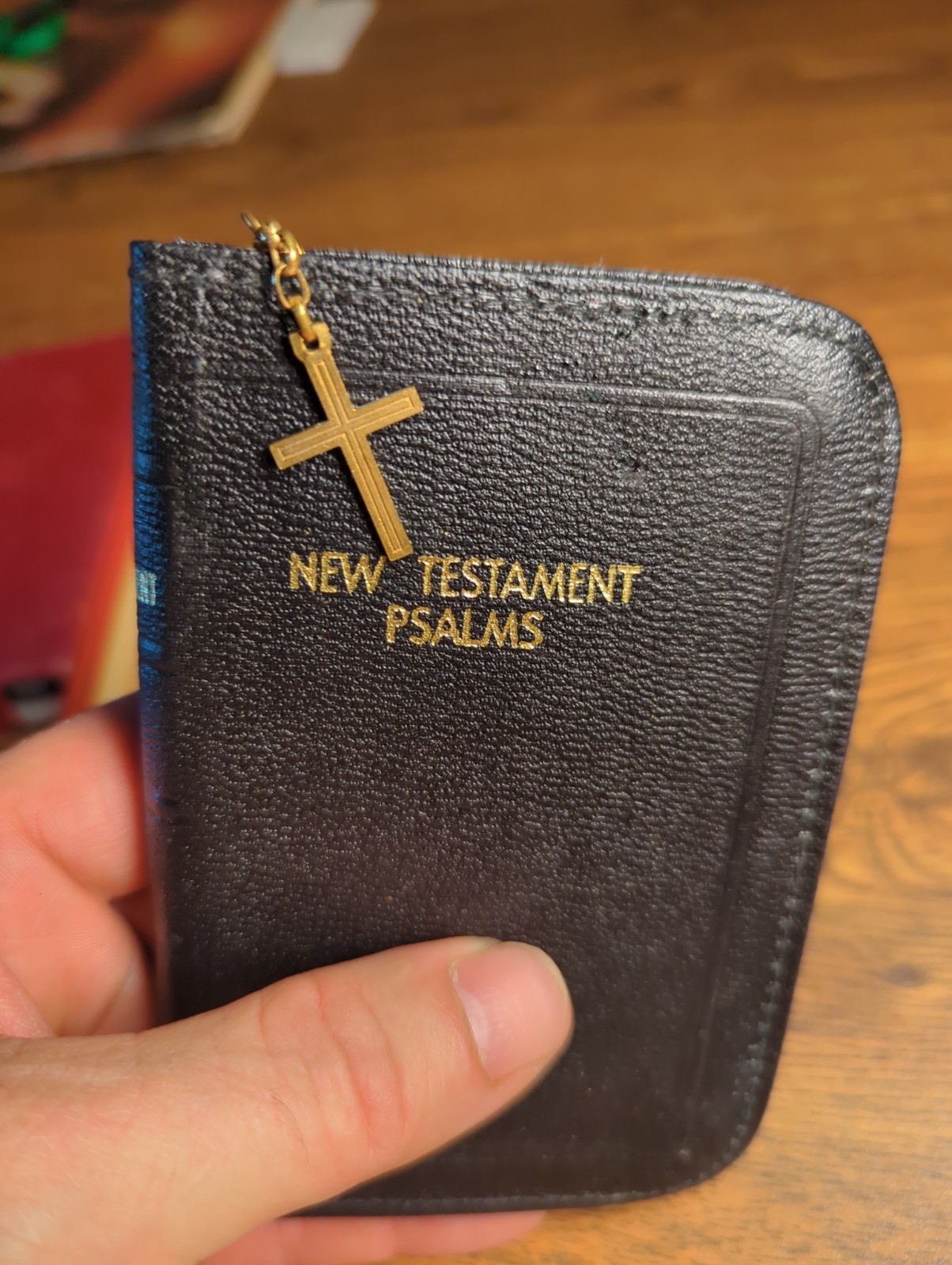 Vintage New Testament Psalms Pocket Bible Zipper Case Cross