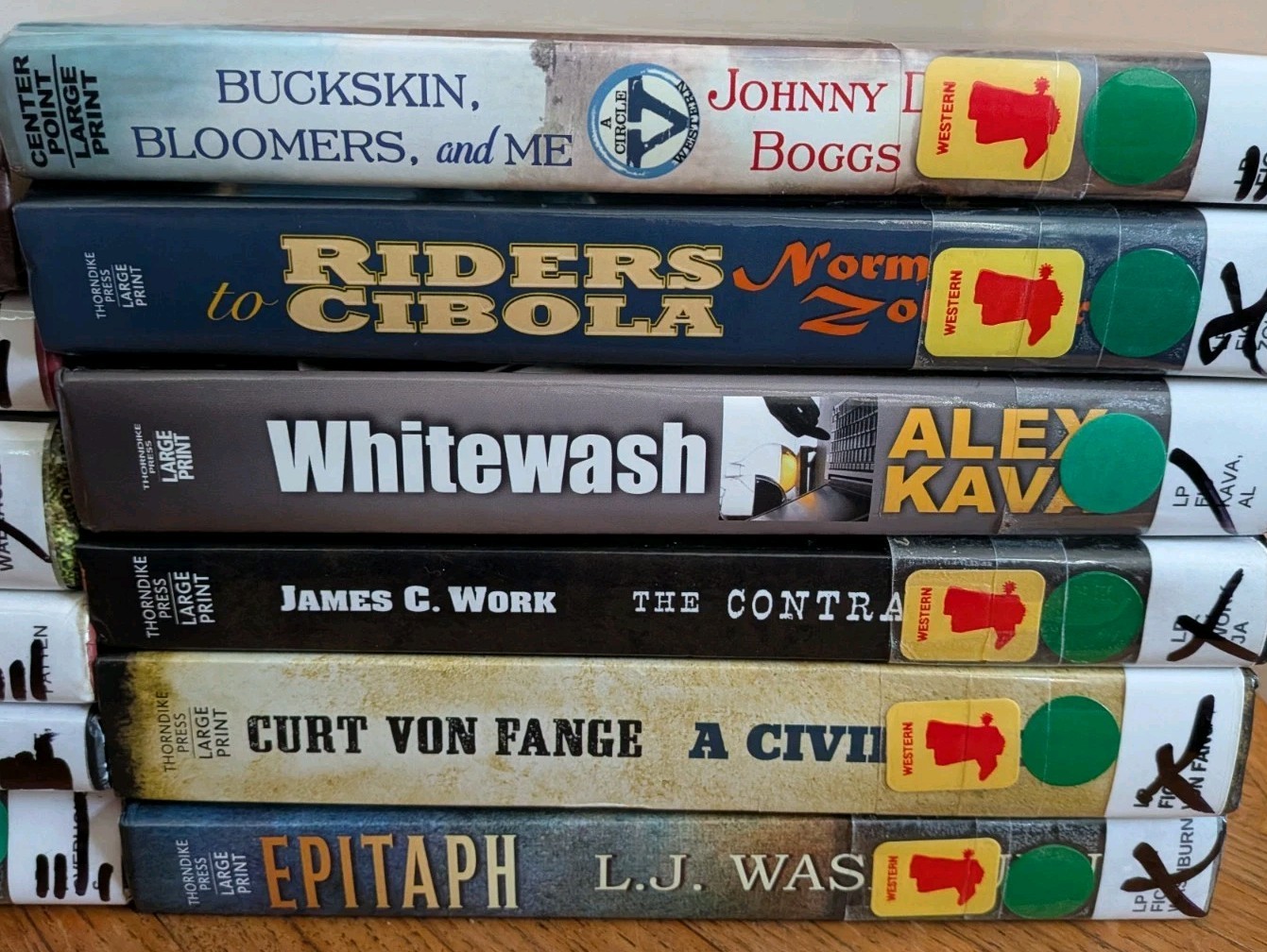 Lot of 12 LARGE PRINT Western Books Wild West Cowboys Rangers Adventure HC