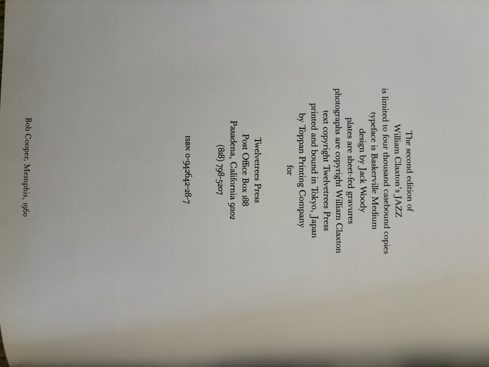 JAZZ – William Clayton (Twelvetrees Press)