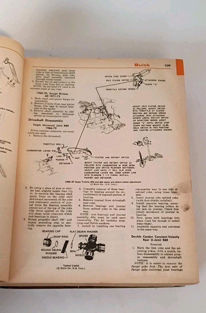 Chilton’s Auto Repair Manual Book; American Cars from 1966 to 1973