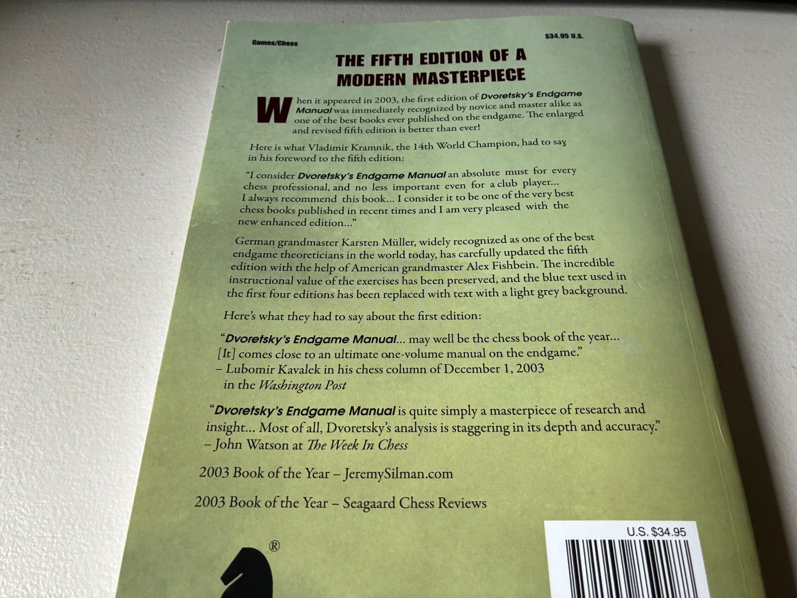 Dvoretsky’s Endgame Manual – 5th Edition – Mark Dvoretsky 2020 Paperback