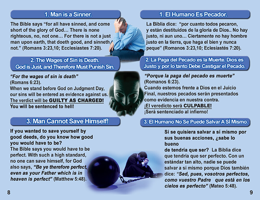 Bible Gospel Tracts: English/Spanish, Pack of 40 in 4 Covers, 20 Pages Each