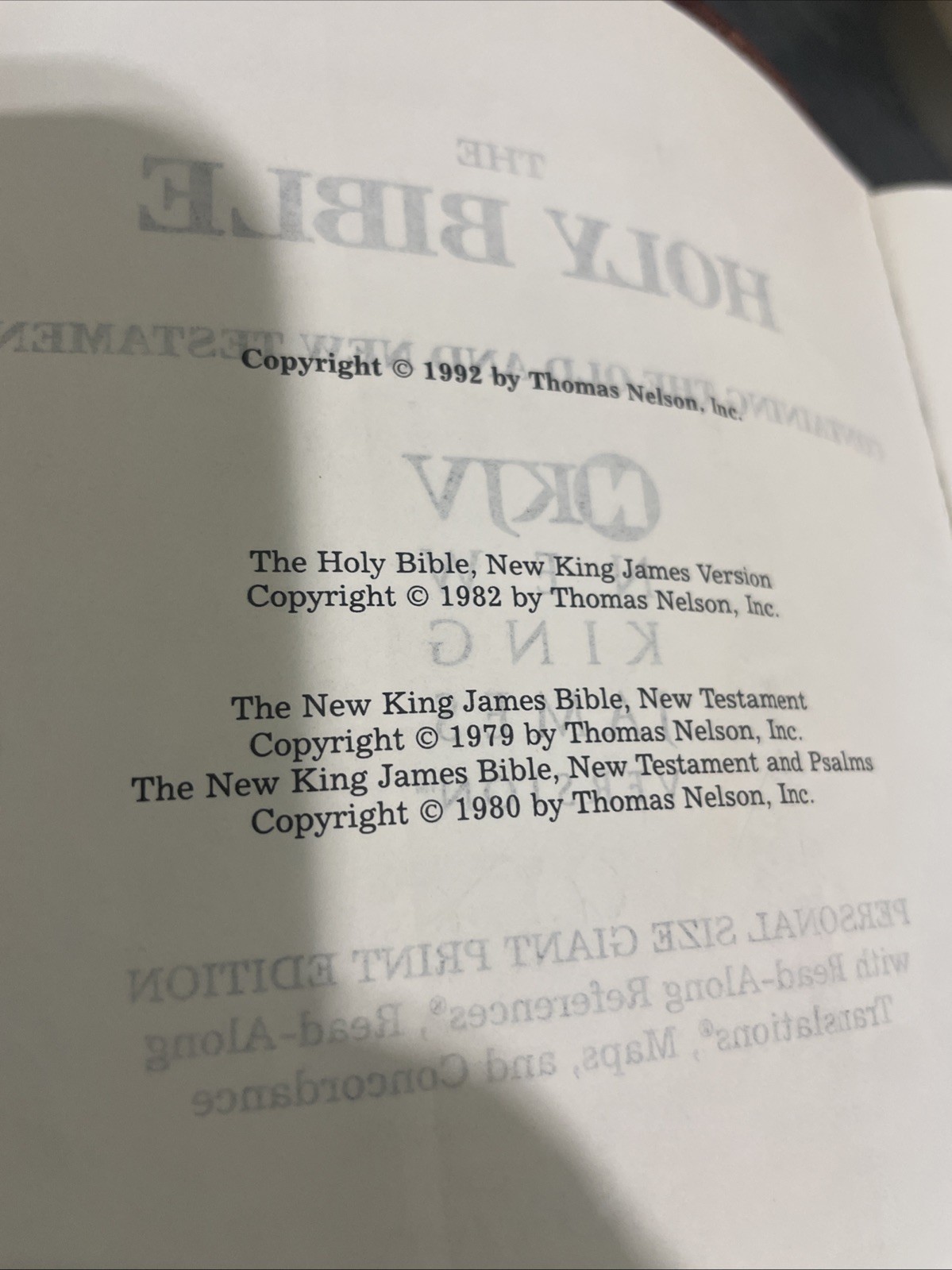 Holy Bible NKJV Giant Print Concordance Red Letter 1992 Thomas Nelson Leather