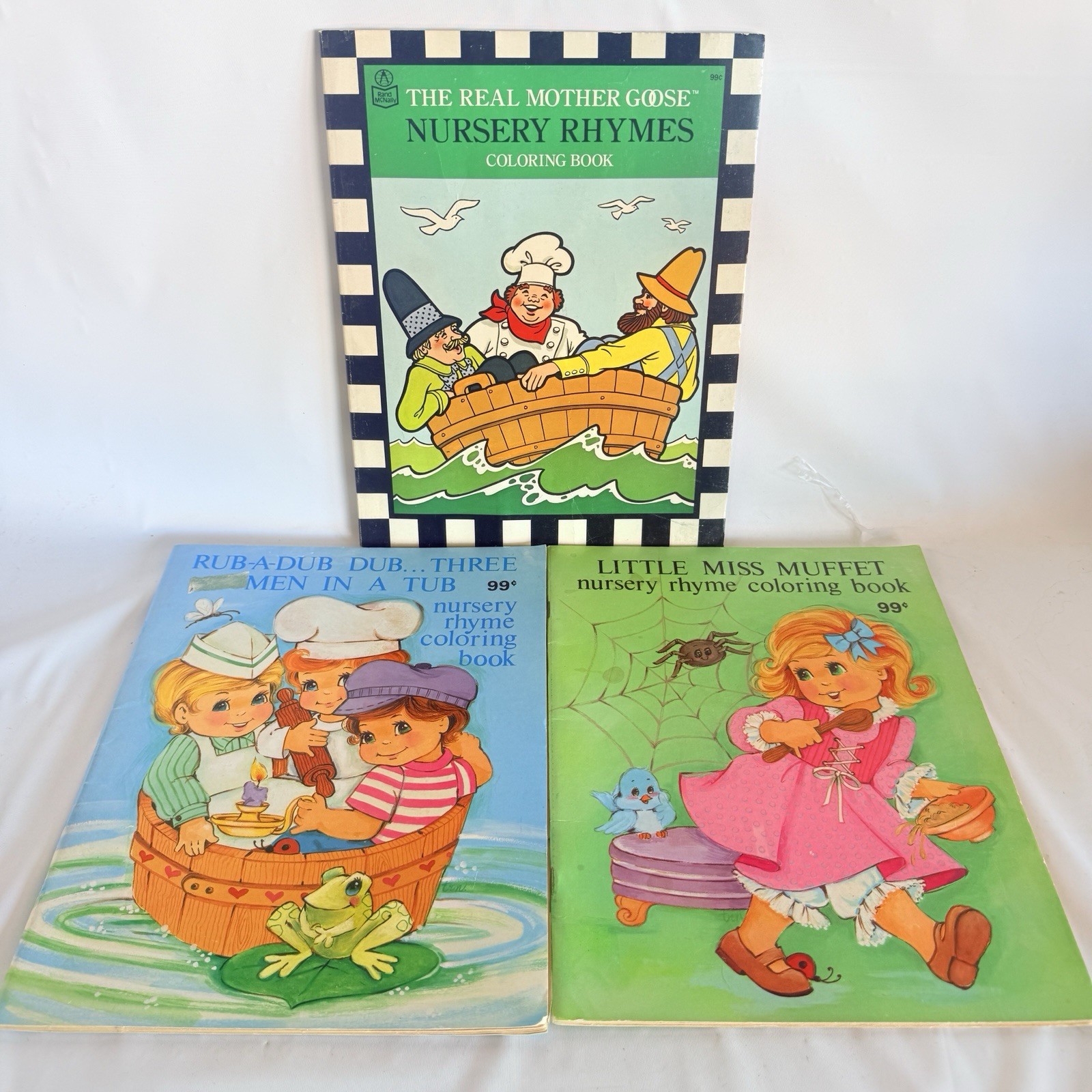 Mother Goose Nursery Rhymes Vintage 1980s Coloring Book Lot Of 3