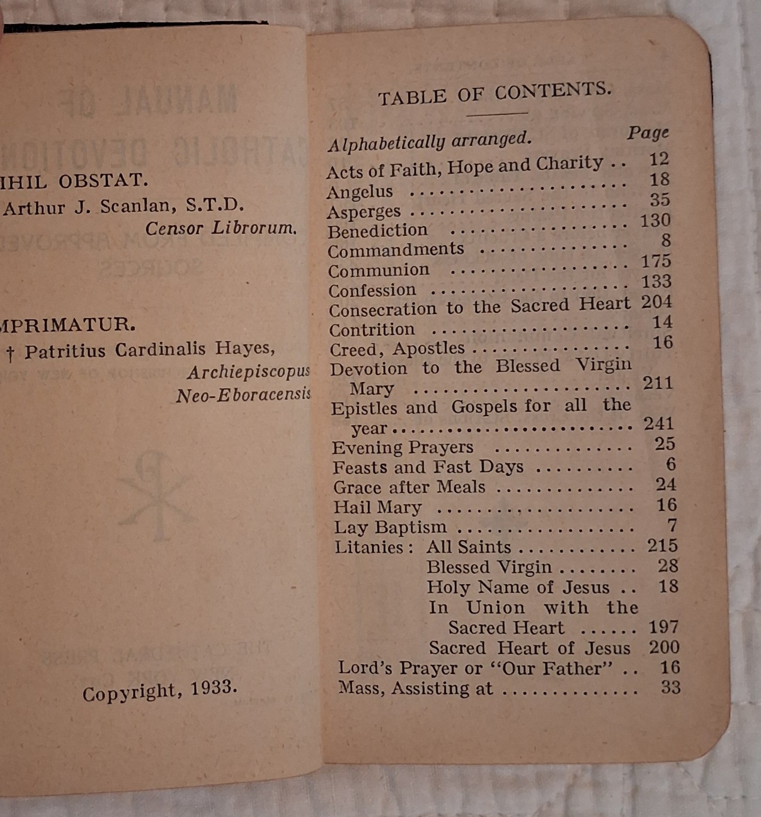 Antique Manual Of Devotions, 1933; Douay-Rheims New Testament, 1924; Pocket Size