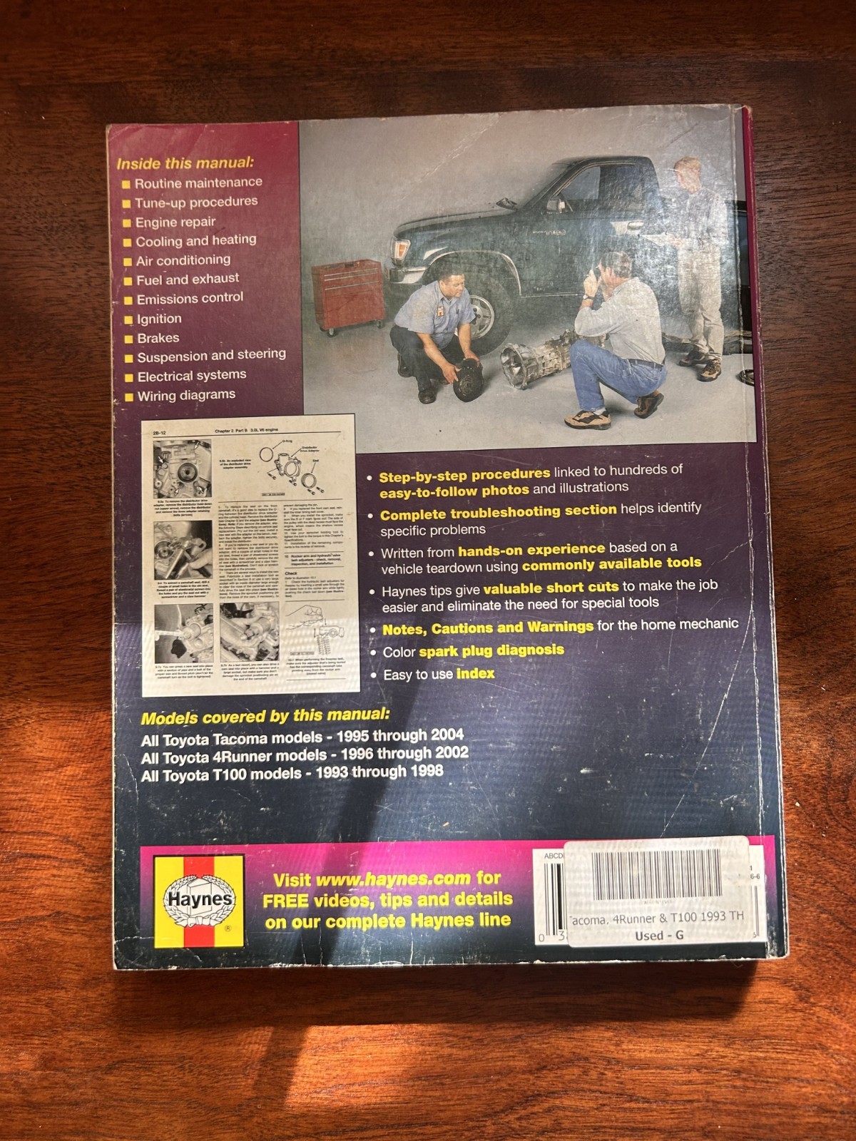 Toyota Tacoma 4Runner & T100 Haynes Repair Manual 1993-2004 Softcover #90276