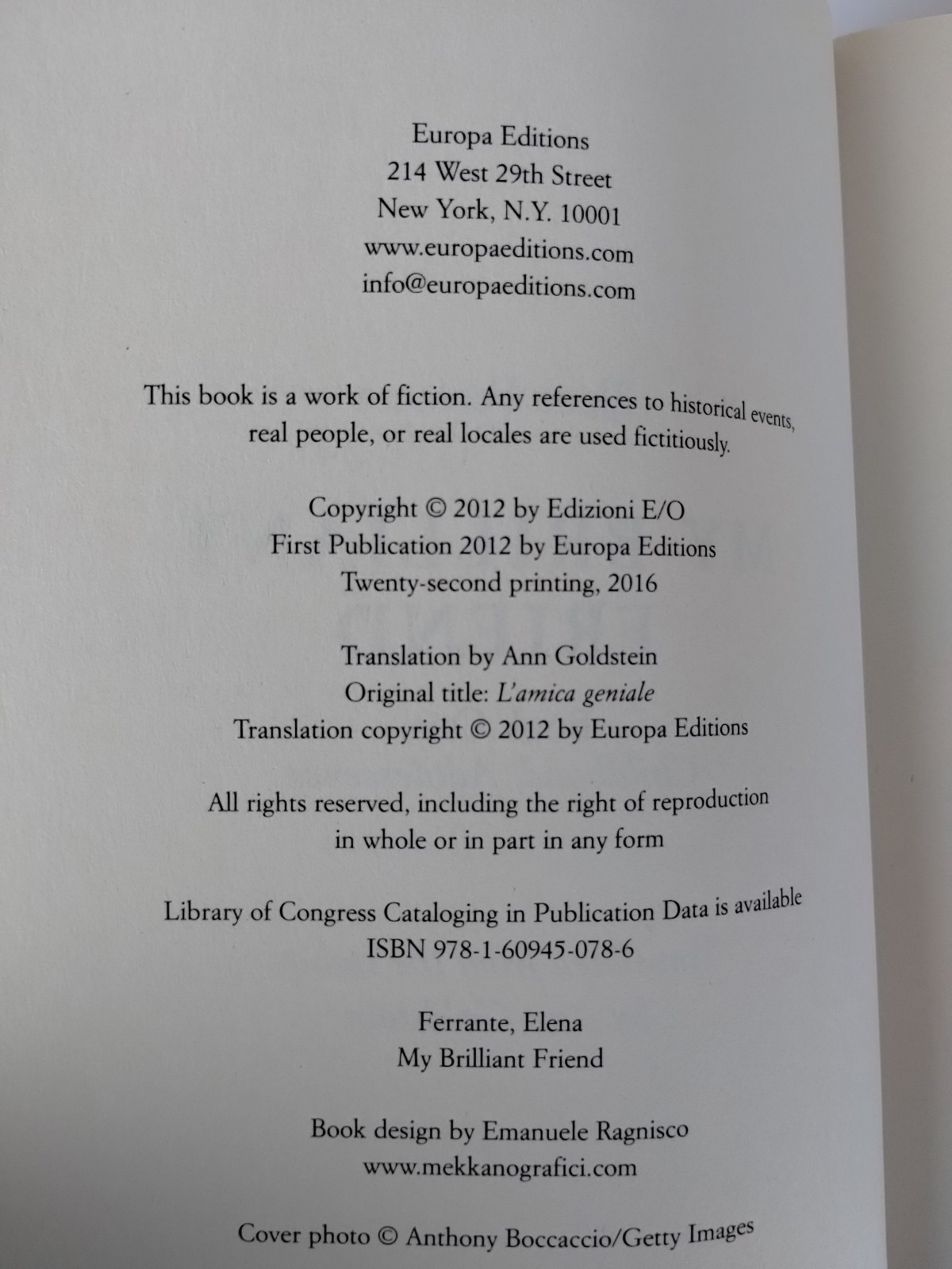 Lot Of 2 Neapolitan Novels By Elena Ferrante, Europa Editions Book 1-2