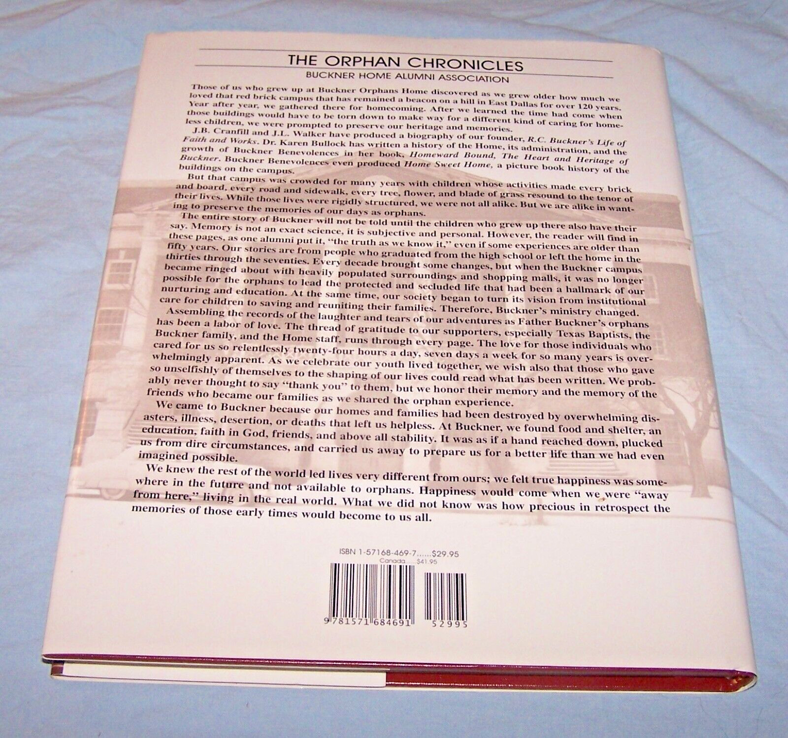 Buckner Memoirs-Orphan Chronicles HB w/unclipped dj-Simmons-2000-228 pages-1st