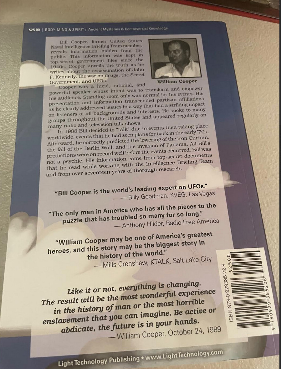 Behold a Pale Horse William Cooper Revised CFR NWO CIA UFO Satanic Conspiracy PB