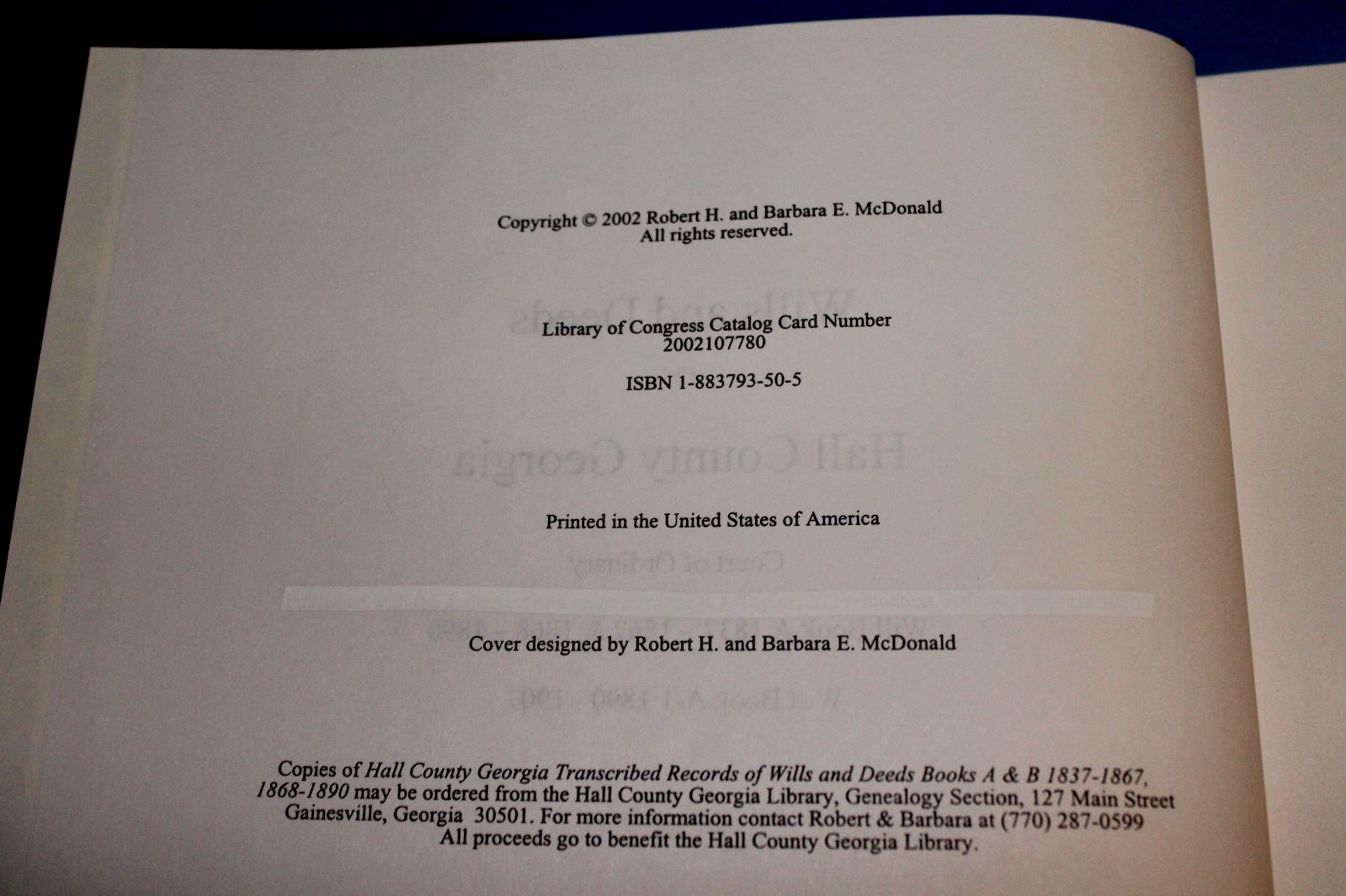 Brand New WILLS AND DEEDS OF HALL COUNTY, GEORGIA Gainesville, Genealogy (2002