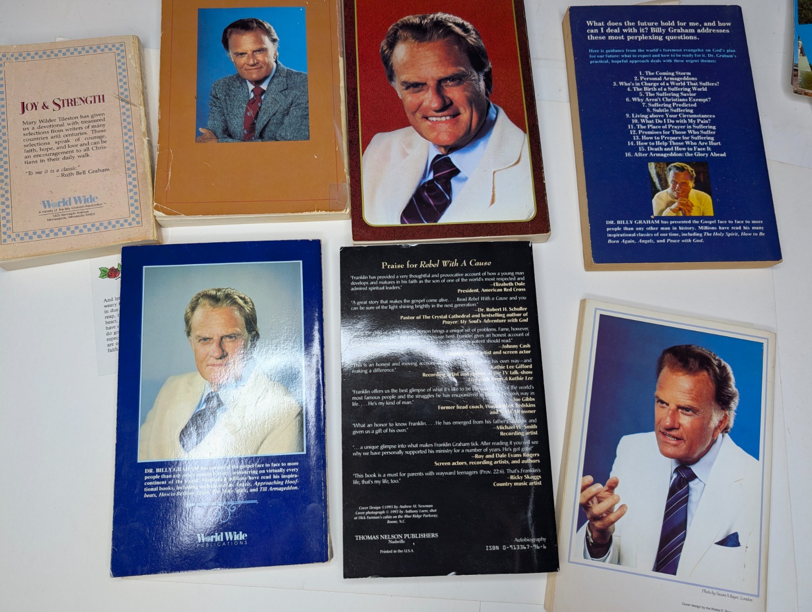 x7 LOT Billy Graham Franklin Graham Christian Religious Books Peace With God Vtg
