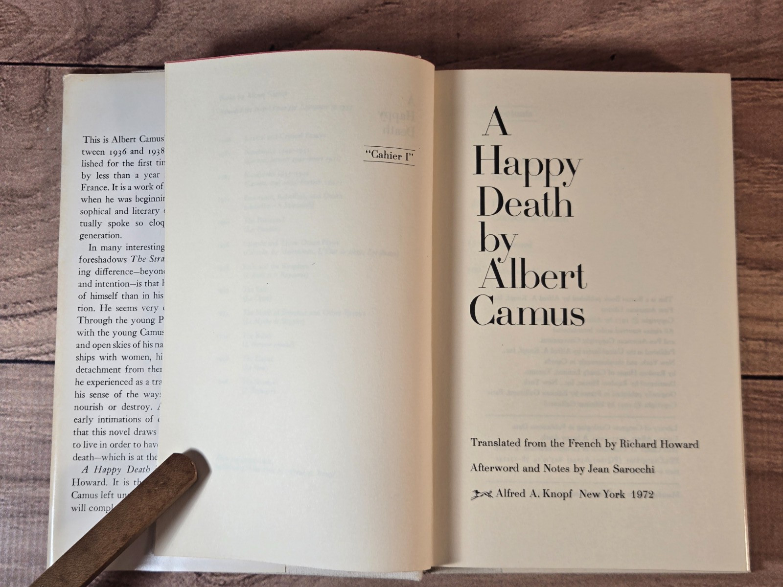 A HAPPY DEATH By Albert Camus & Richard Howard – Hardcover First Edition HC/DJ