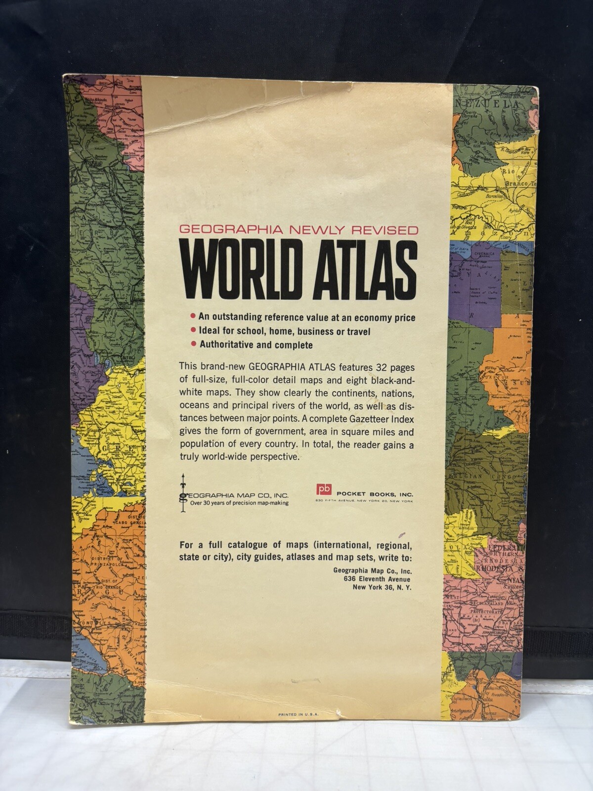 1962 Geographia World Atlas Newly Revised Edition 32 Pages Of Color Maps -MC1