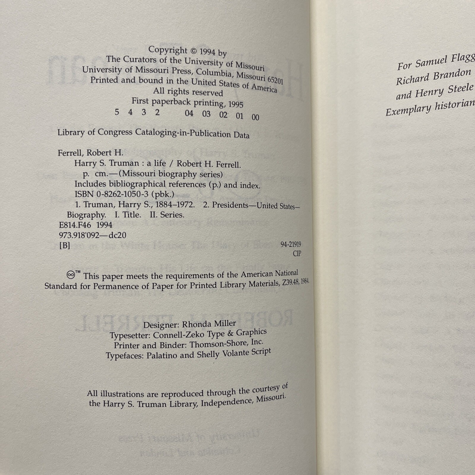 Harry S. Truman: A Life by Ferrell, Robert H. PB