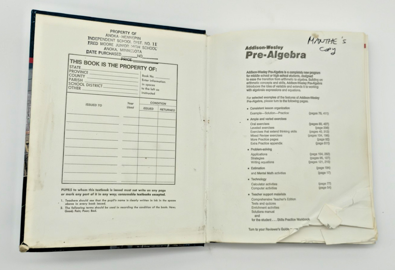Pre-Algebra Teacher Edition Addison-Wesley Hardcover Math Book