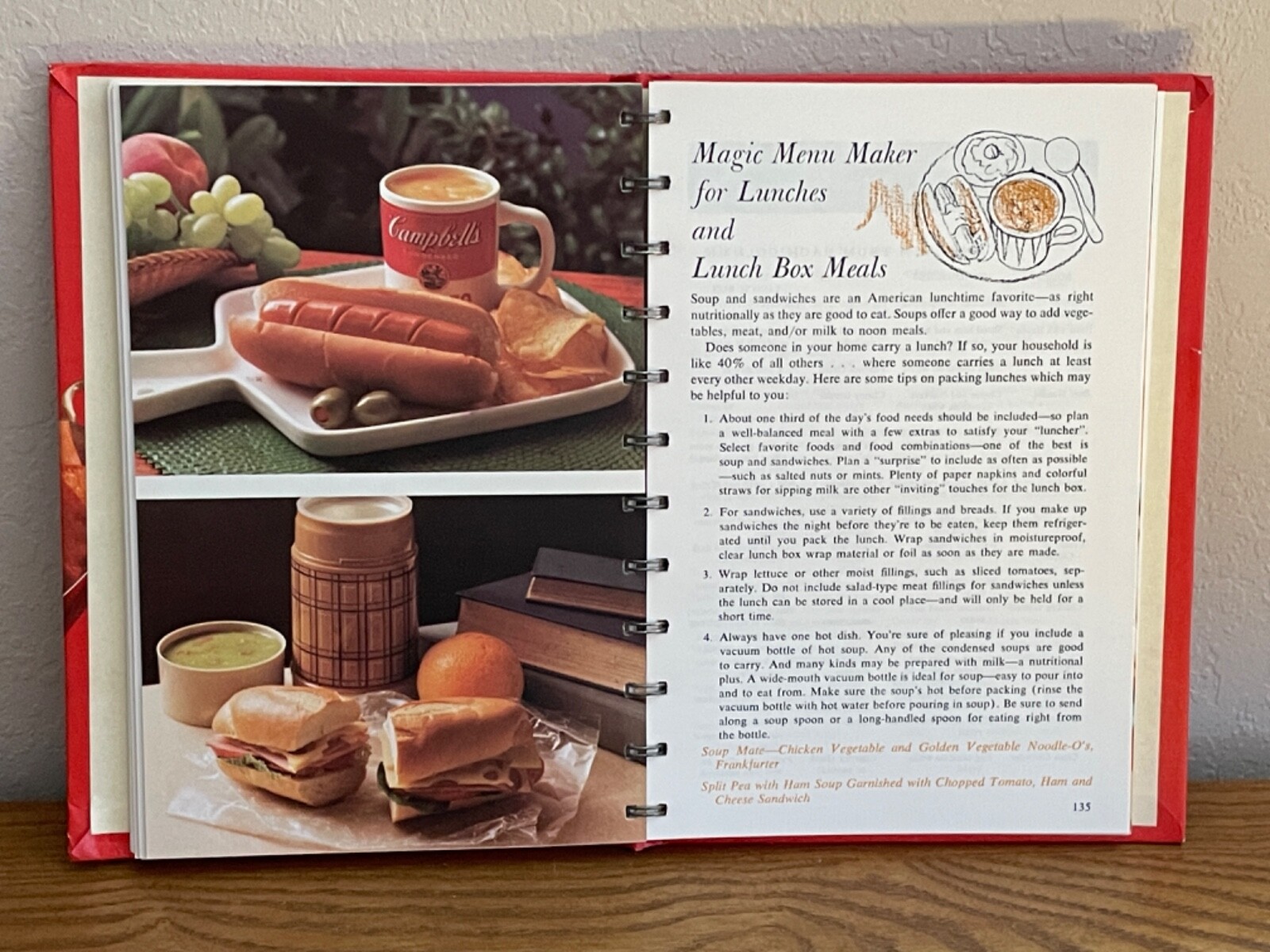 Vintage 1970 Cooking With Soup A Campbell Cookbook Spiral Bound Hardcover 2nd Ed