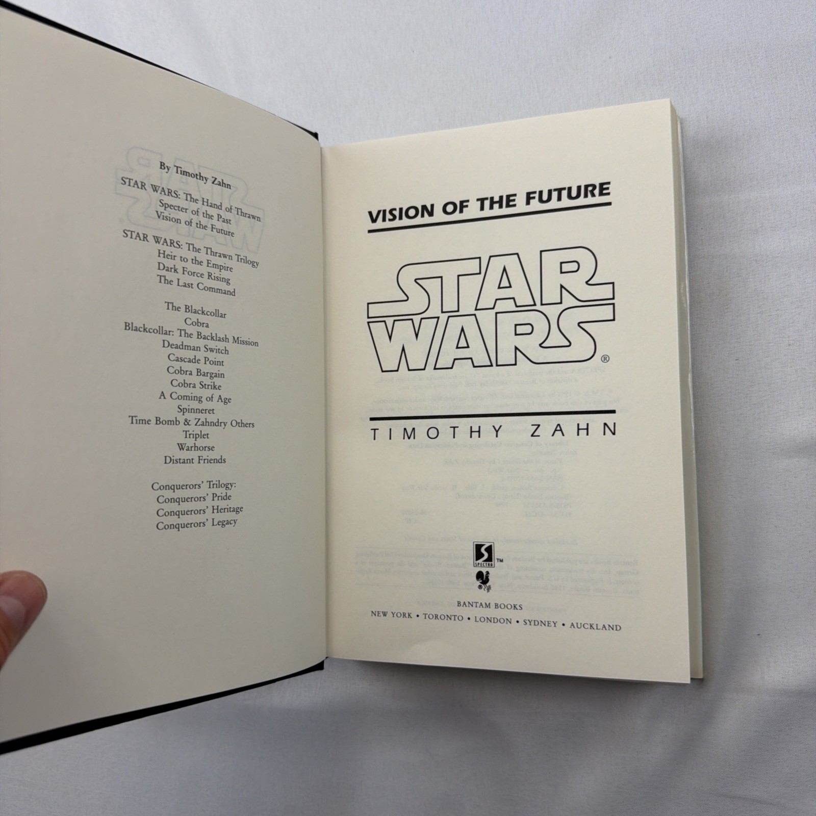Star Wars Spectre of the Past Vision Future Zahn First 1st Edition Hardcover Set