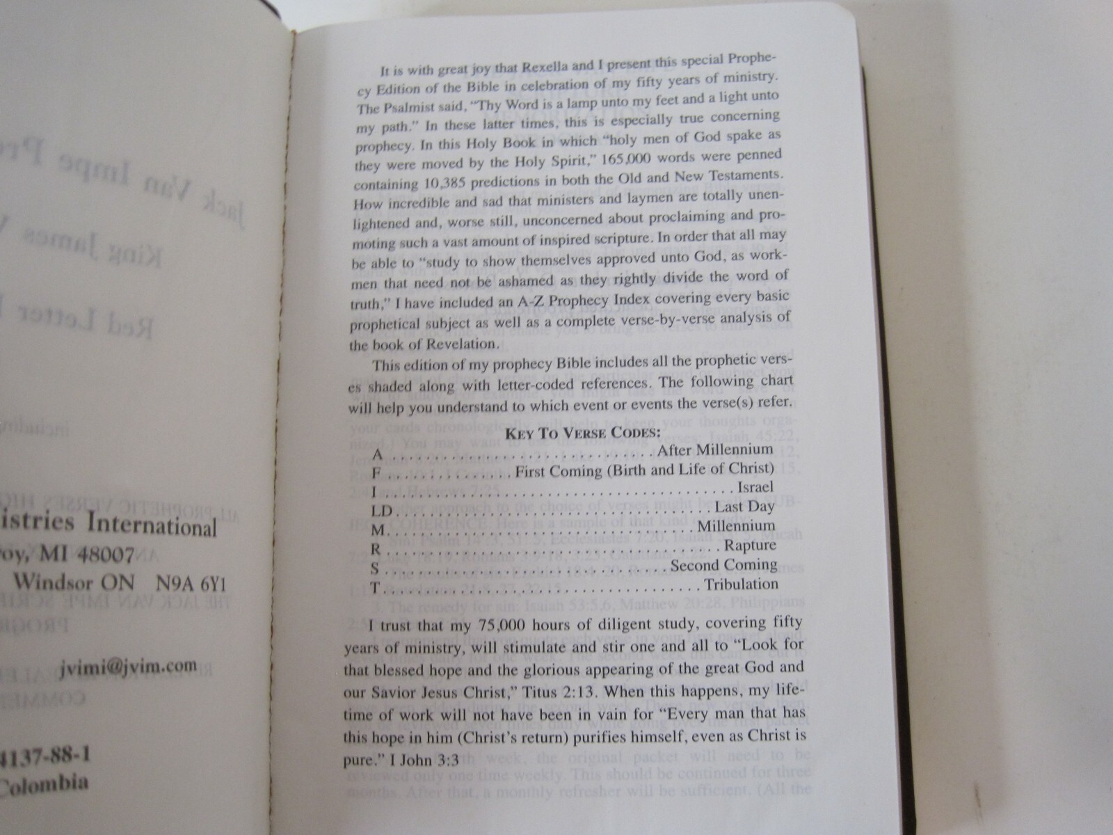 Jack Van Impe Prophecy Bible KJV Limited Special Edition Red Letter Ed. Burgandy