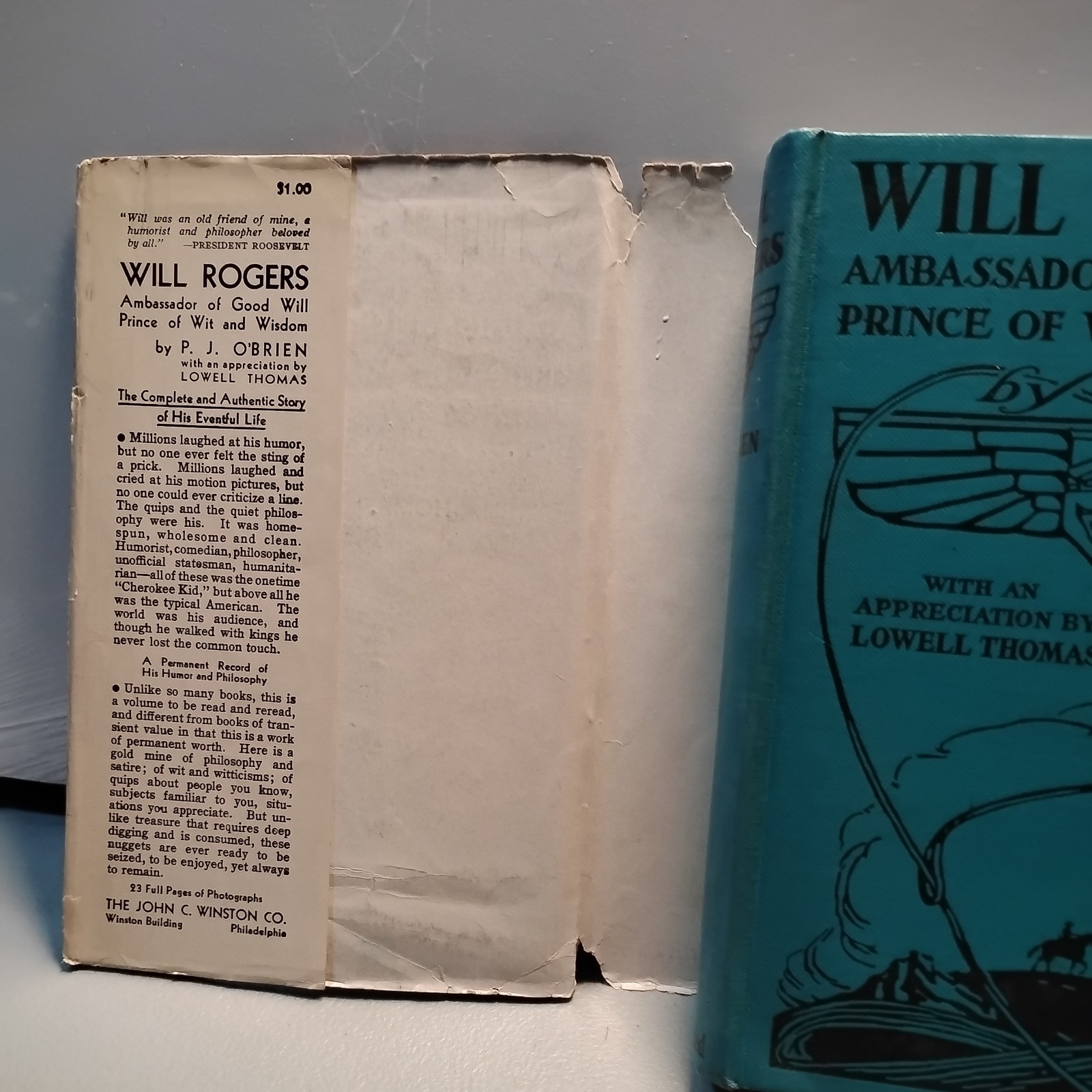 WILL ROGERS: „Ambassador of Good Will .. “ HC 1935 by P.J. O’BRIEN – scarce DJ