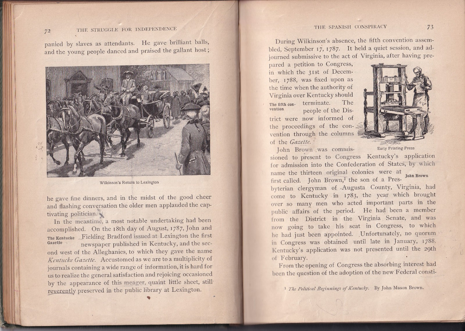 A History of Kentucky (HB, 1896, 288 pages) by Elizabeth Shelby Kinkead