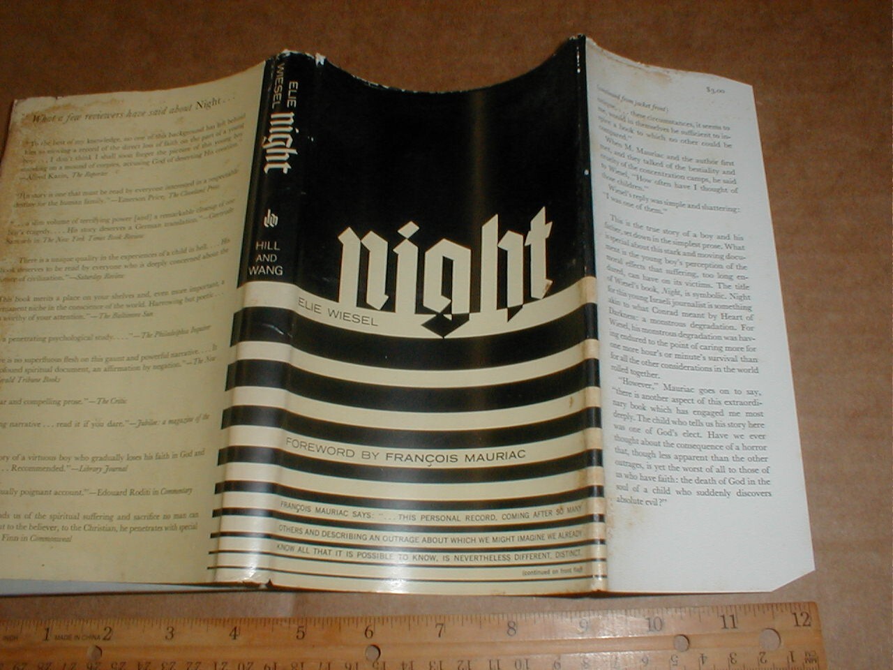 Night by Elie Wiesel Second American Printing 1961 Hill and Wang P. $3.00 intact
