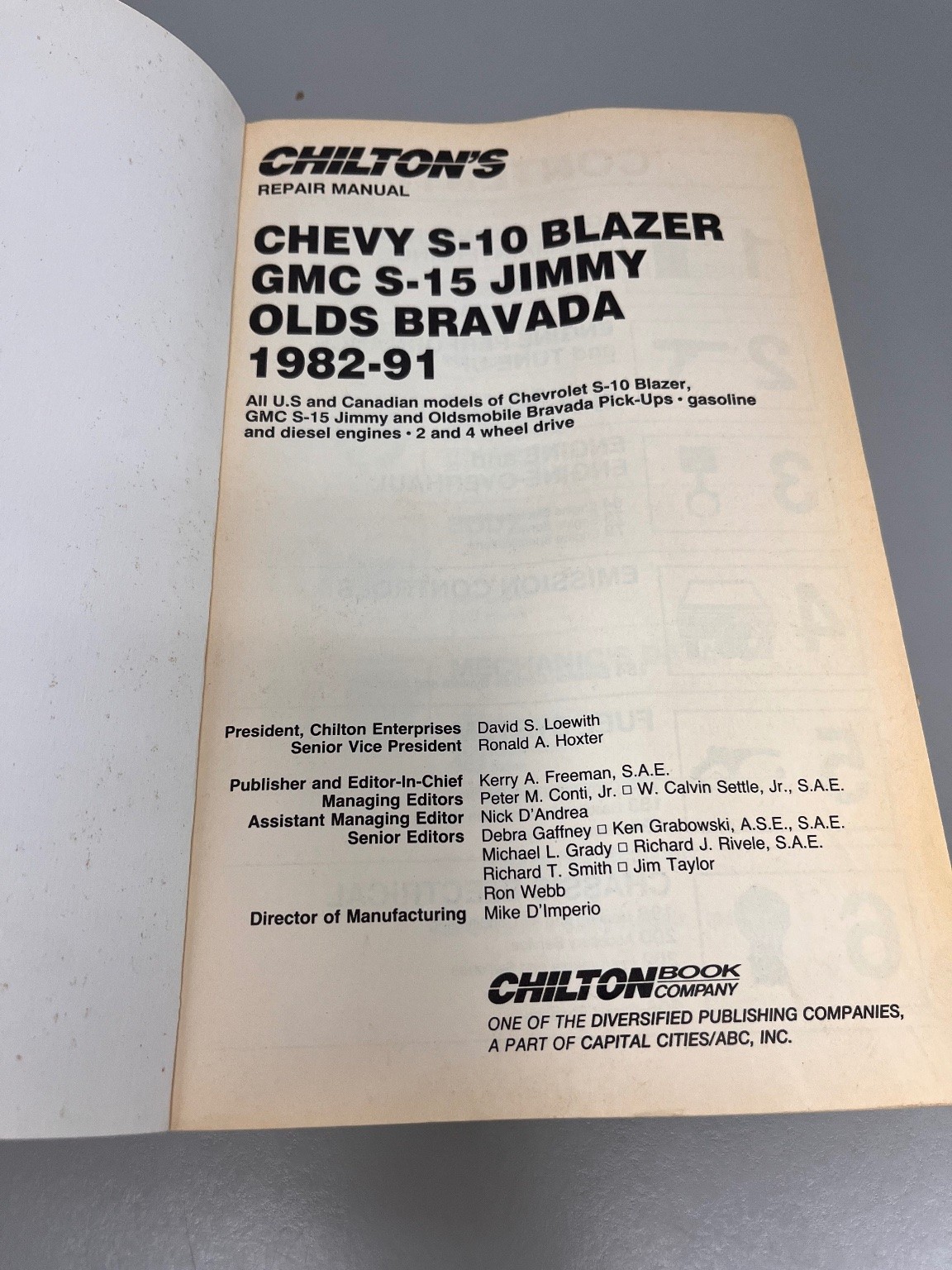Chilton’s Repair Manual Chevrolet S-10 Blazer GMC S-15 Jimmy Oldsmobile Bravada