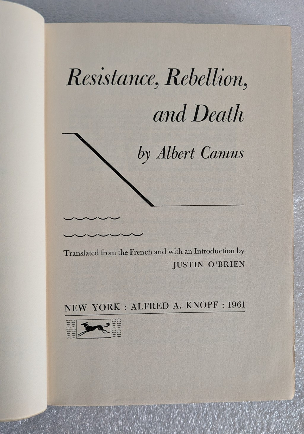 Resistance, Rebellion, and Death by Albert Camus HC/DJ 1961 1st Ed.