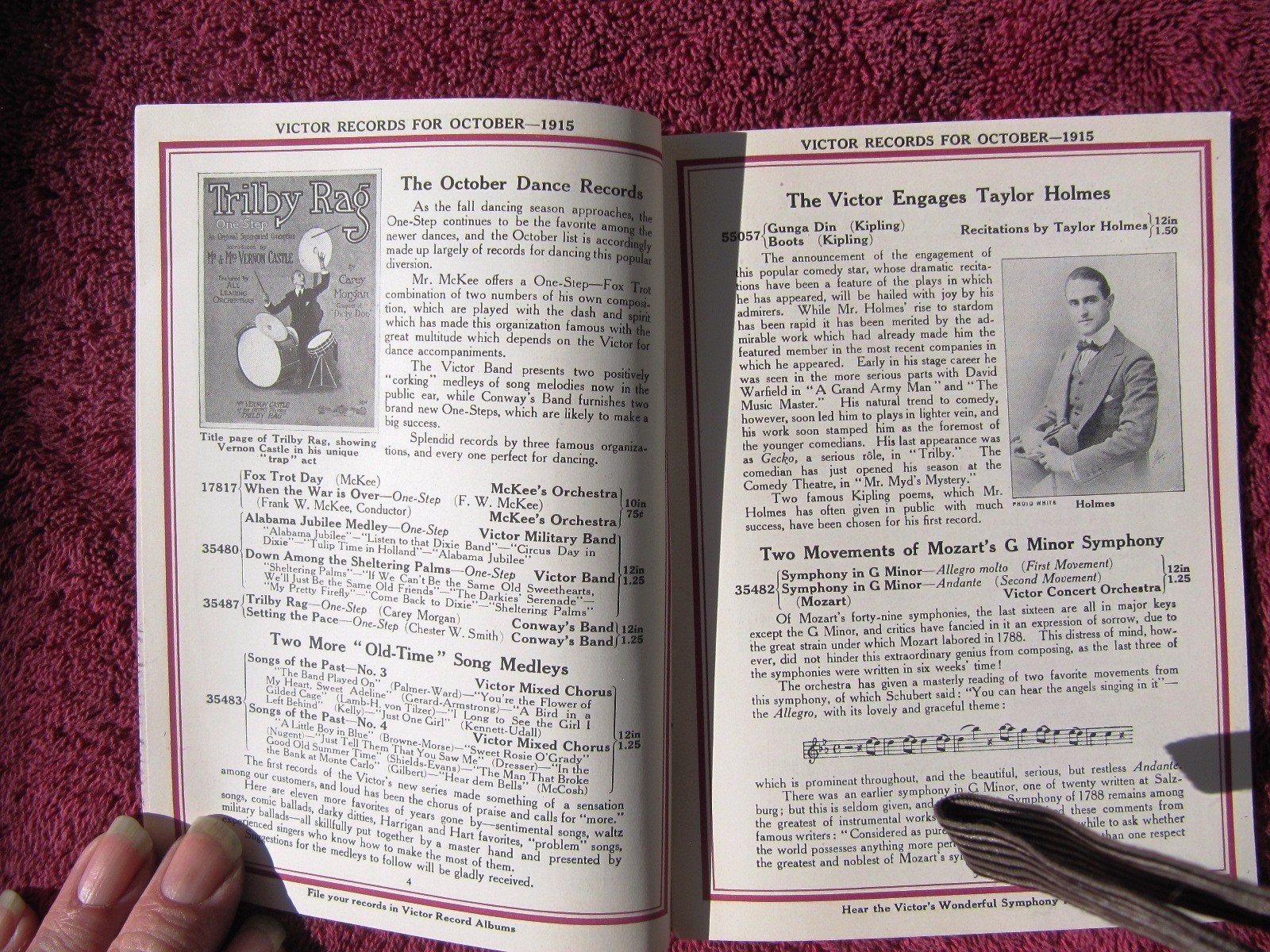 New VICTOR RECORDS Oct 1915 BROADWAY HIT TRILBY Taylor Holmes Victrola CATALOG