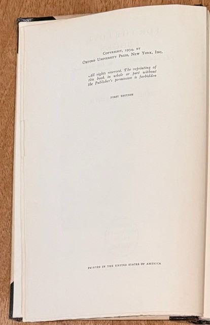 For the Love of Books No 97 of 500 Copies Jordan-Smith 1934 HC Oxford Univ Press