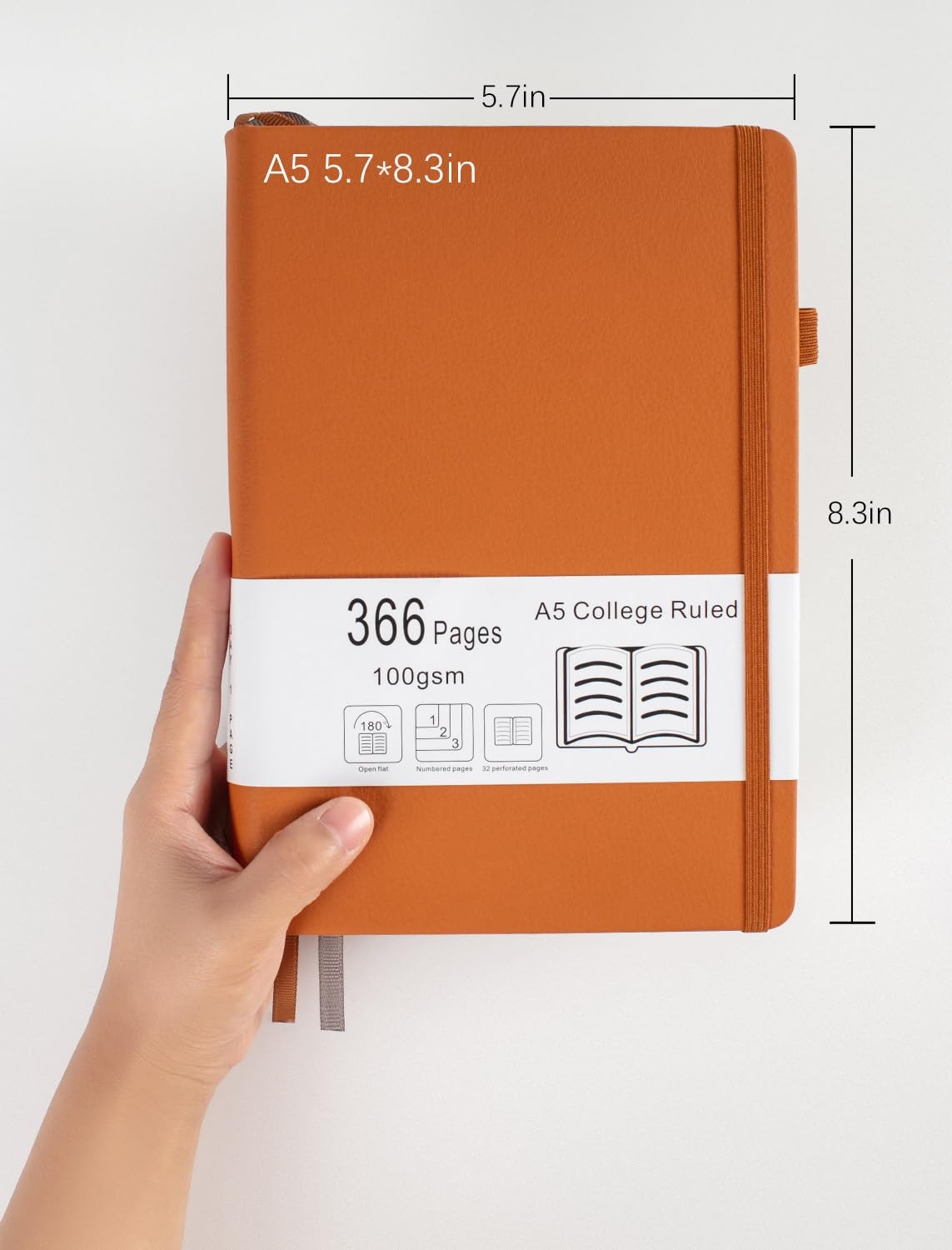 Thick College Ruled Notebook with 366 Numbered Pages, A5 Journals for Writing…