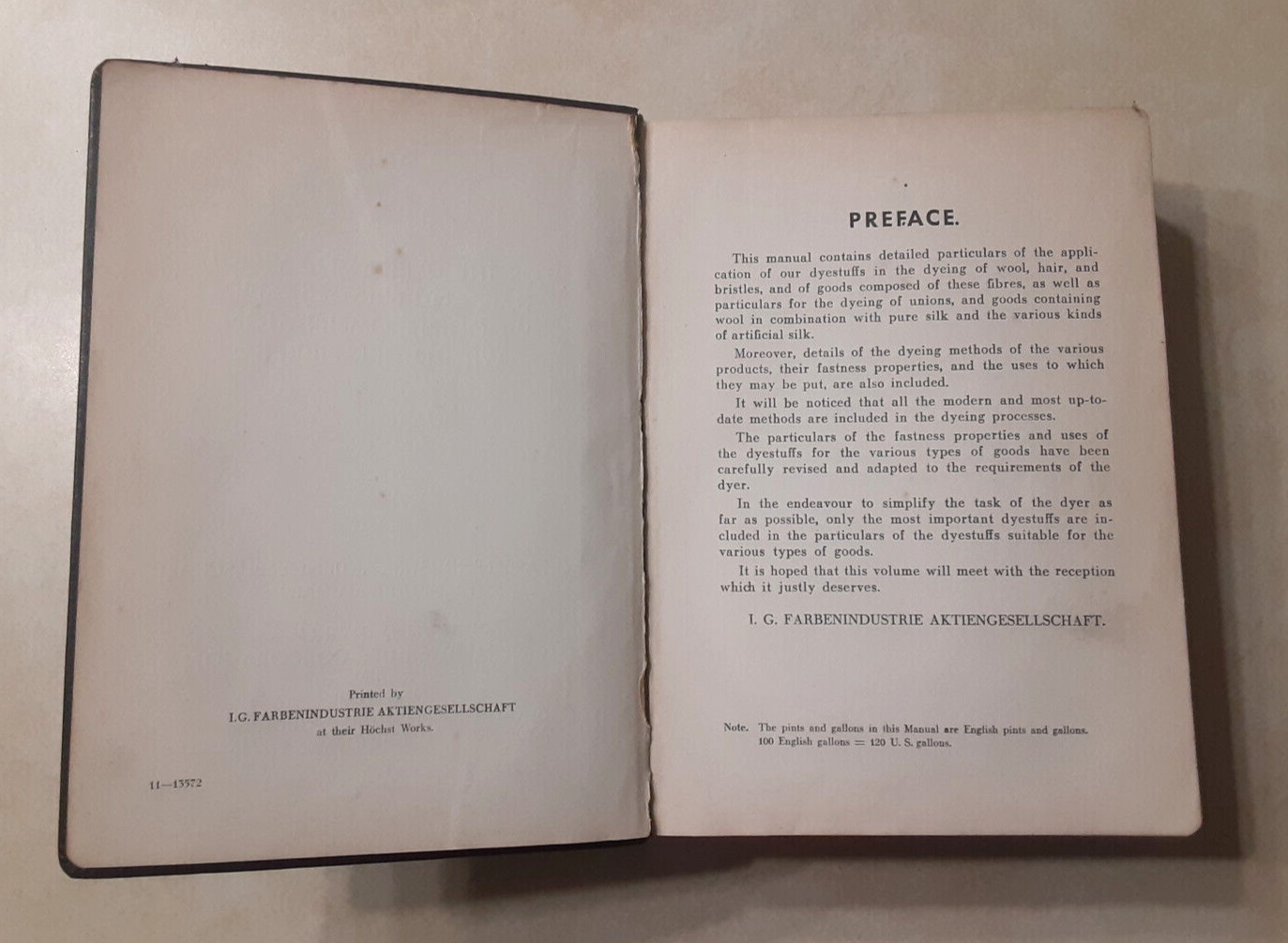 Manual for Dyeing Wool Fibres I.G. Farbenindustrie Aktiengesellschaft Vintage