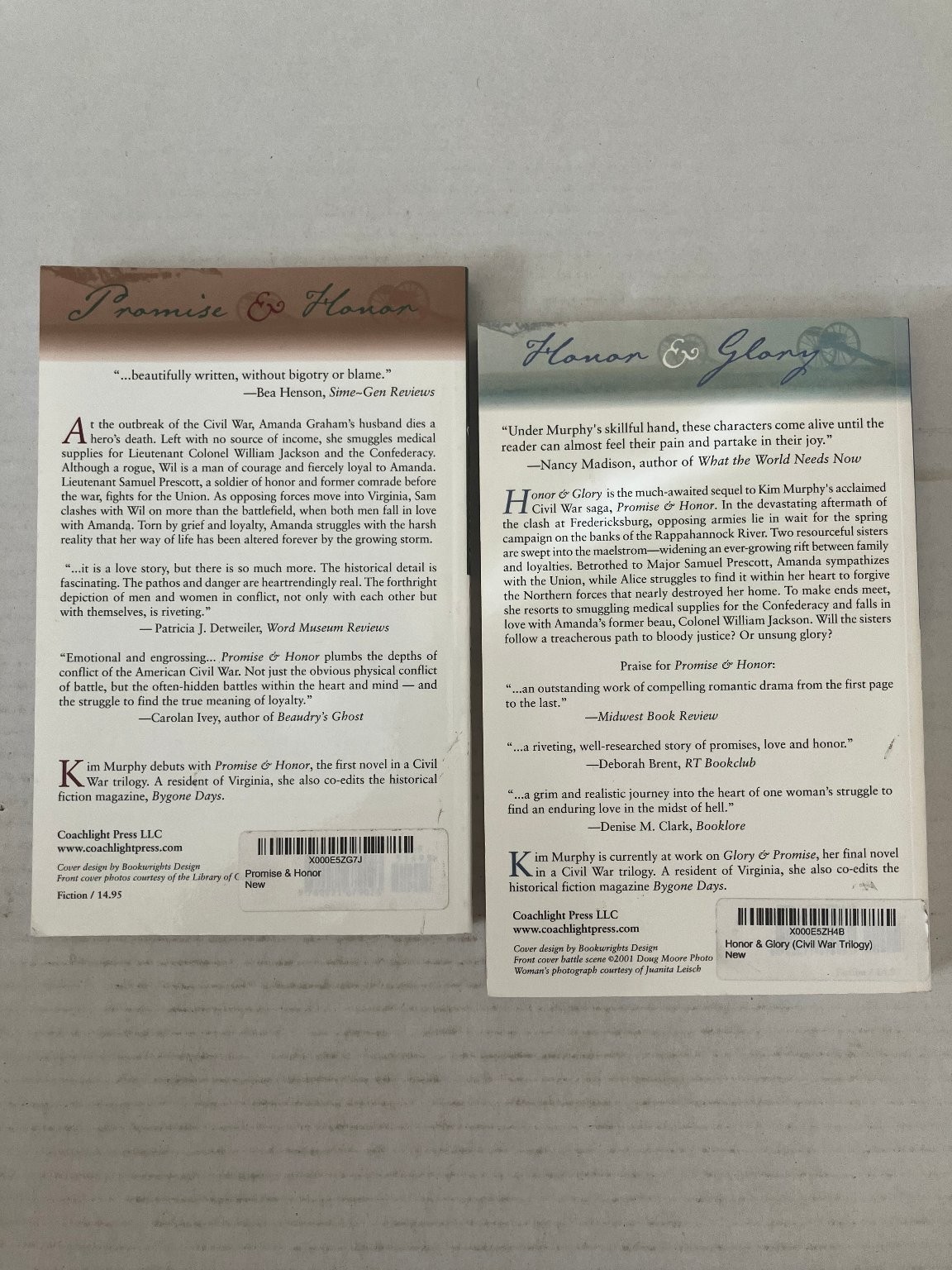 Promise & Honor & Glory Kim Murphy 2003 2004 Signed Set Civil War Novels PB