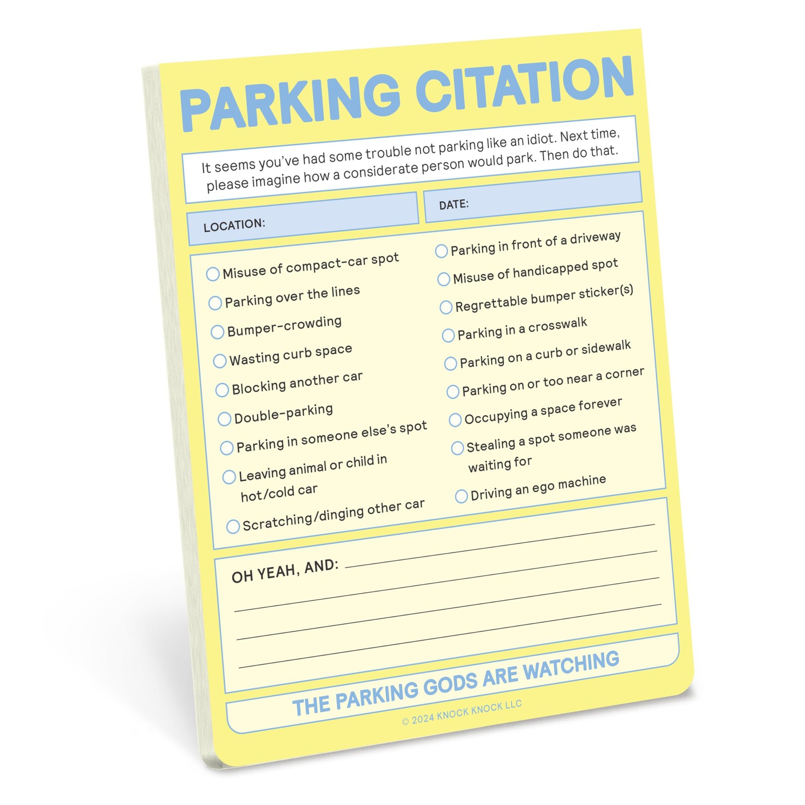 Knock Knock 1-Count Parking Citation Nifty Note Pad Fake Parking Ticket Pad P…