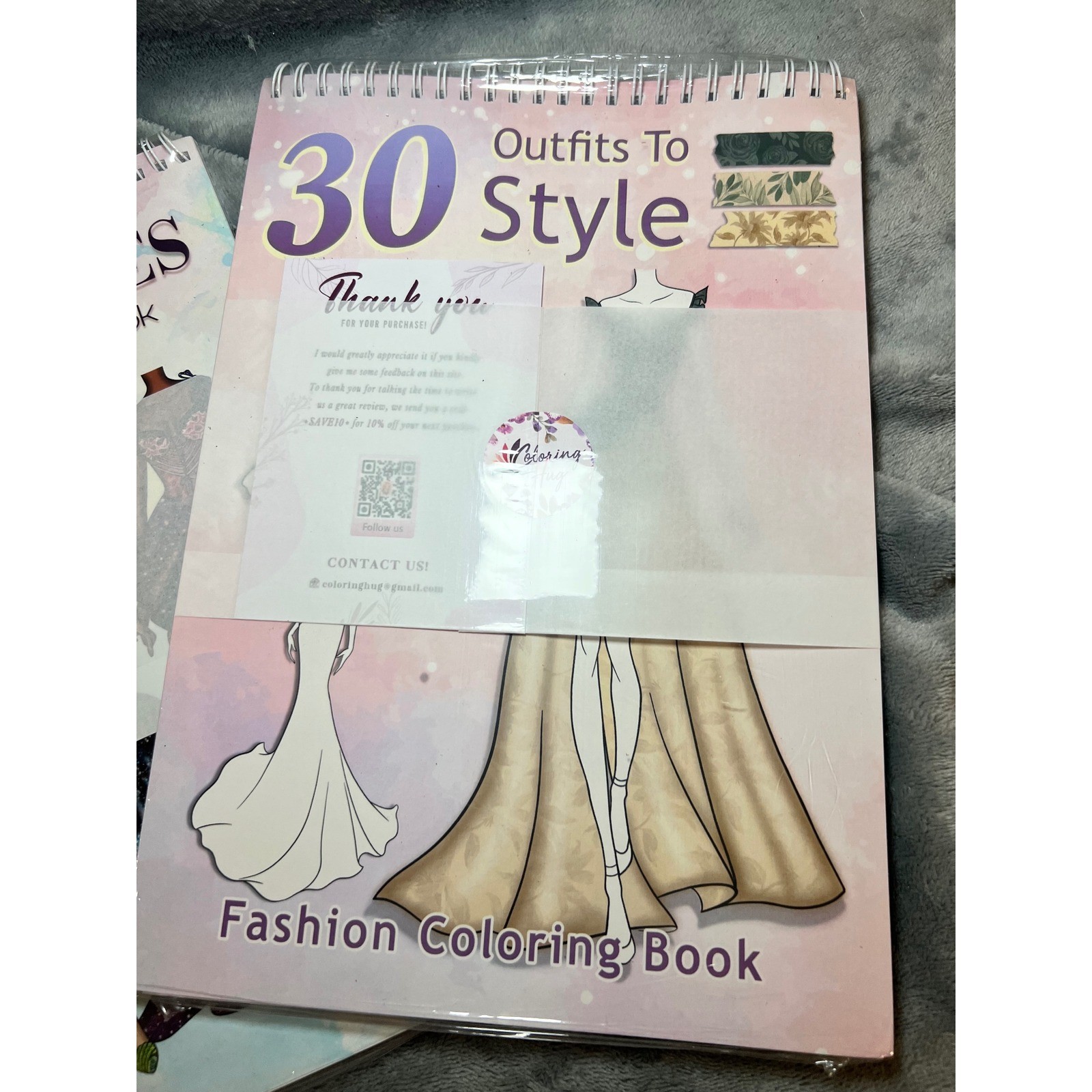 Fashion Dress Coloring Book Lot 30 Dresses Outfits To Style Spiral Bound 3pc