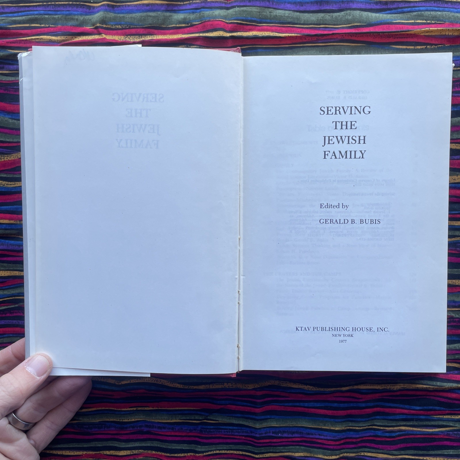 Serving the Jewish Family edited by Gerald B. Bubis (1977 First HCDJ 366 pages)