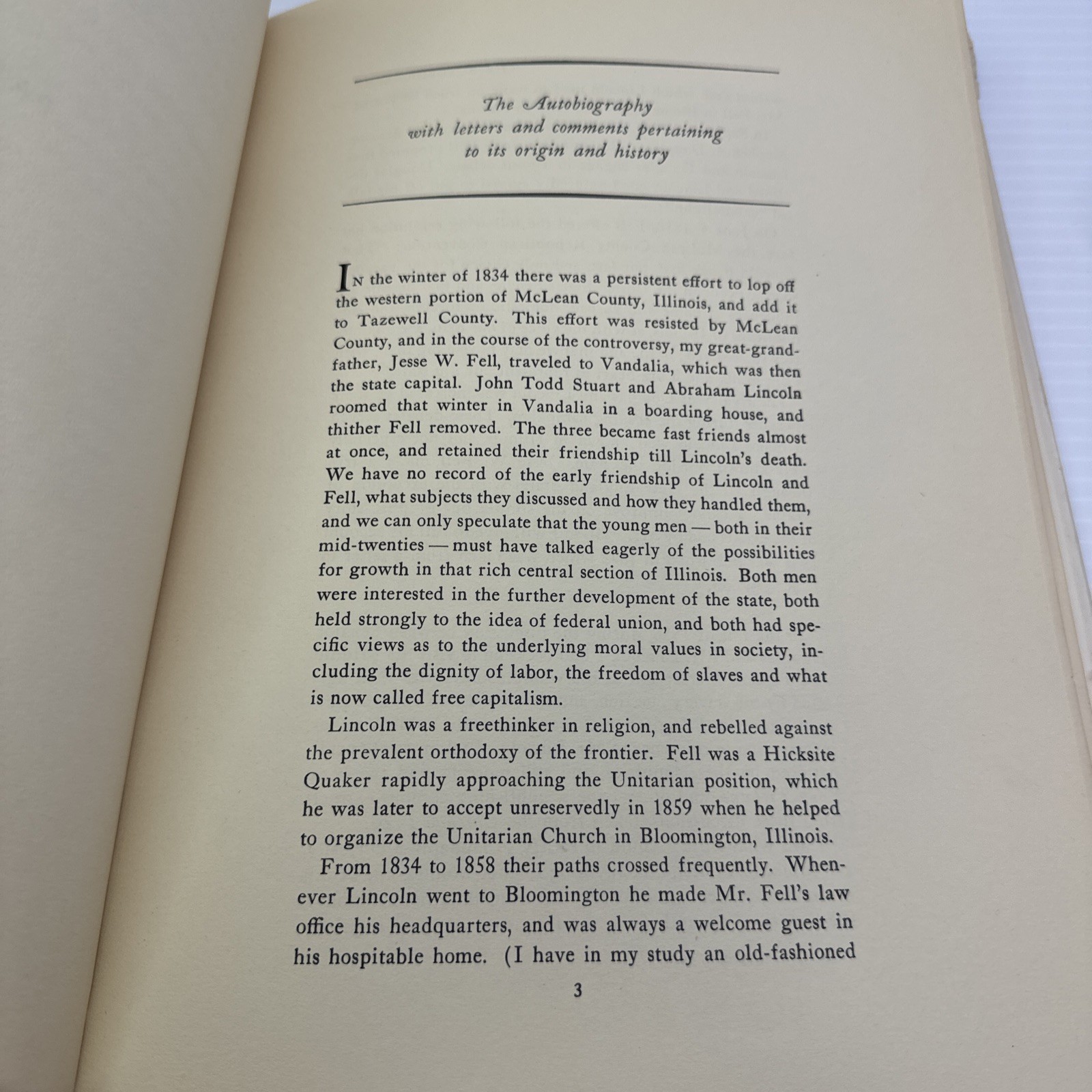 Abraham Lincoln’s Autobiography Robert Dale Richardson 1952 HC Beacon Press