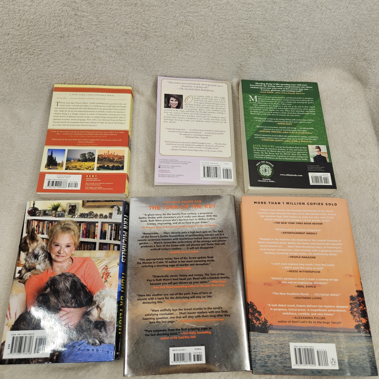 Book Lot Of 6 Novels Fiction Memoir Fern Micheals Delia Owens Ruth Ware PB HC