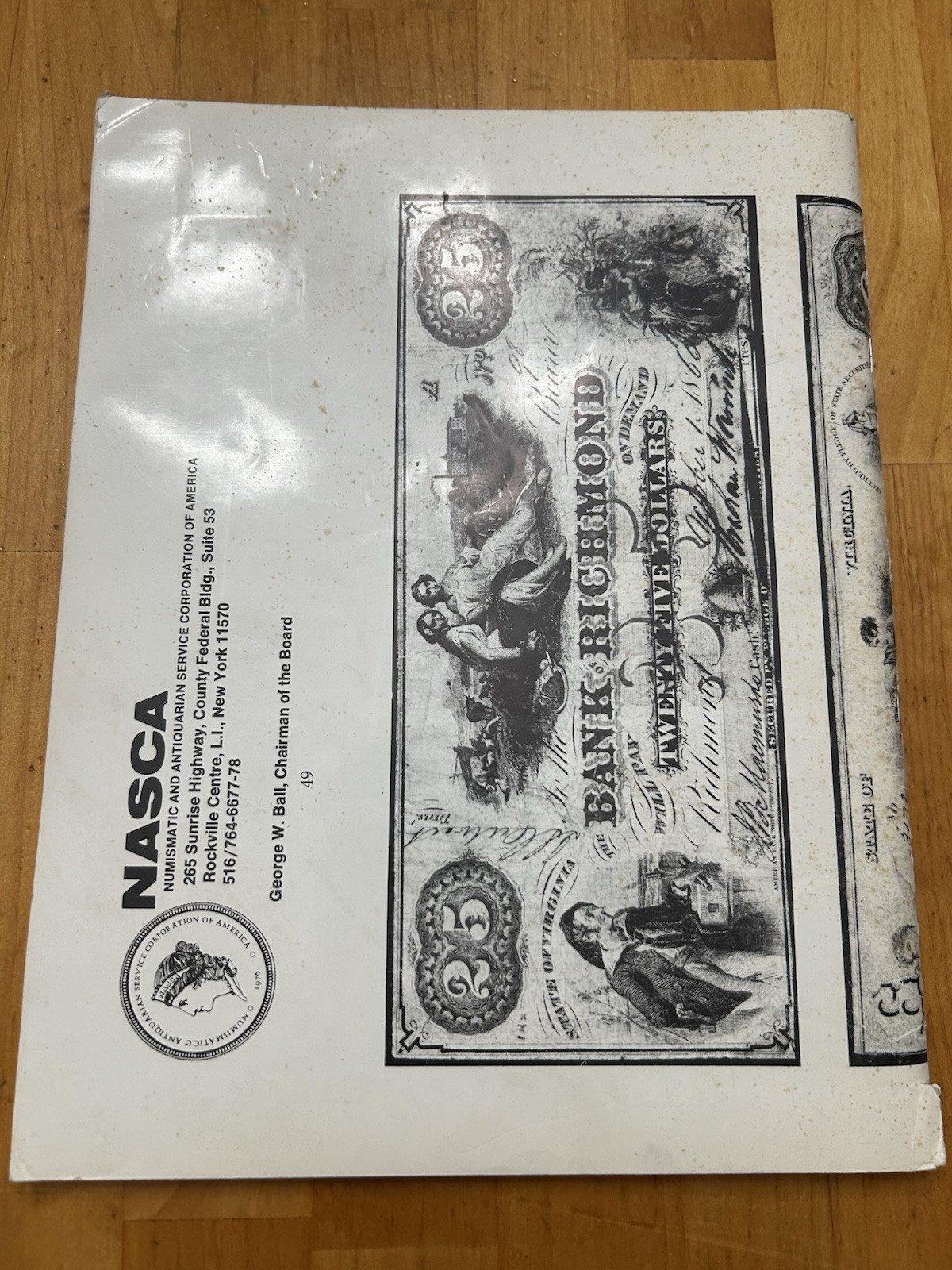 NASCA Auction Catalog Charles Affleck Collection 1983 U.S. Paper Money