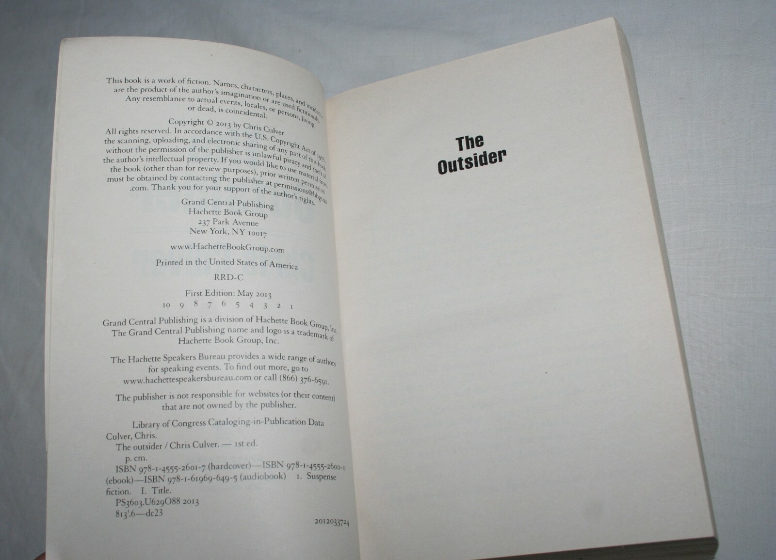 The Outsider & The Abbey an ash rashid novel Advanced Reading Copy Chris Culver