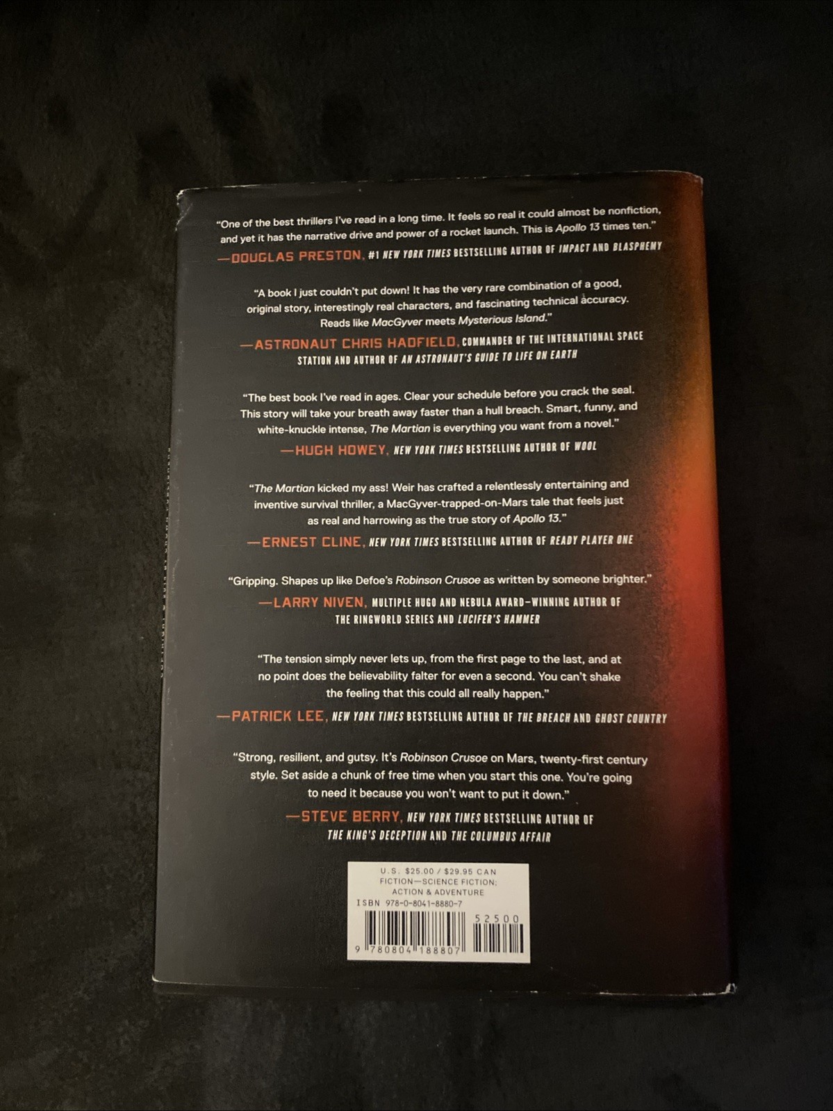 Signed copy of “The Martian” by Andy Weir, 1st edition
