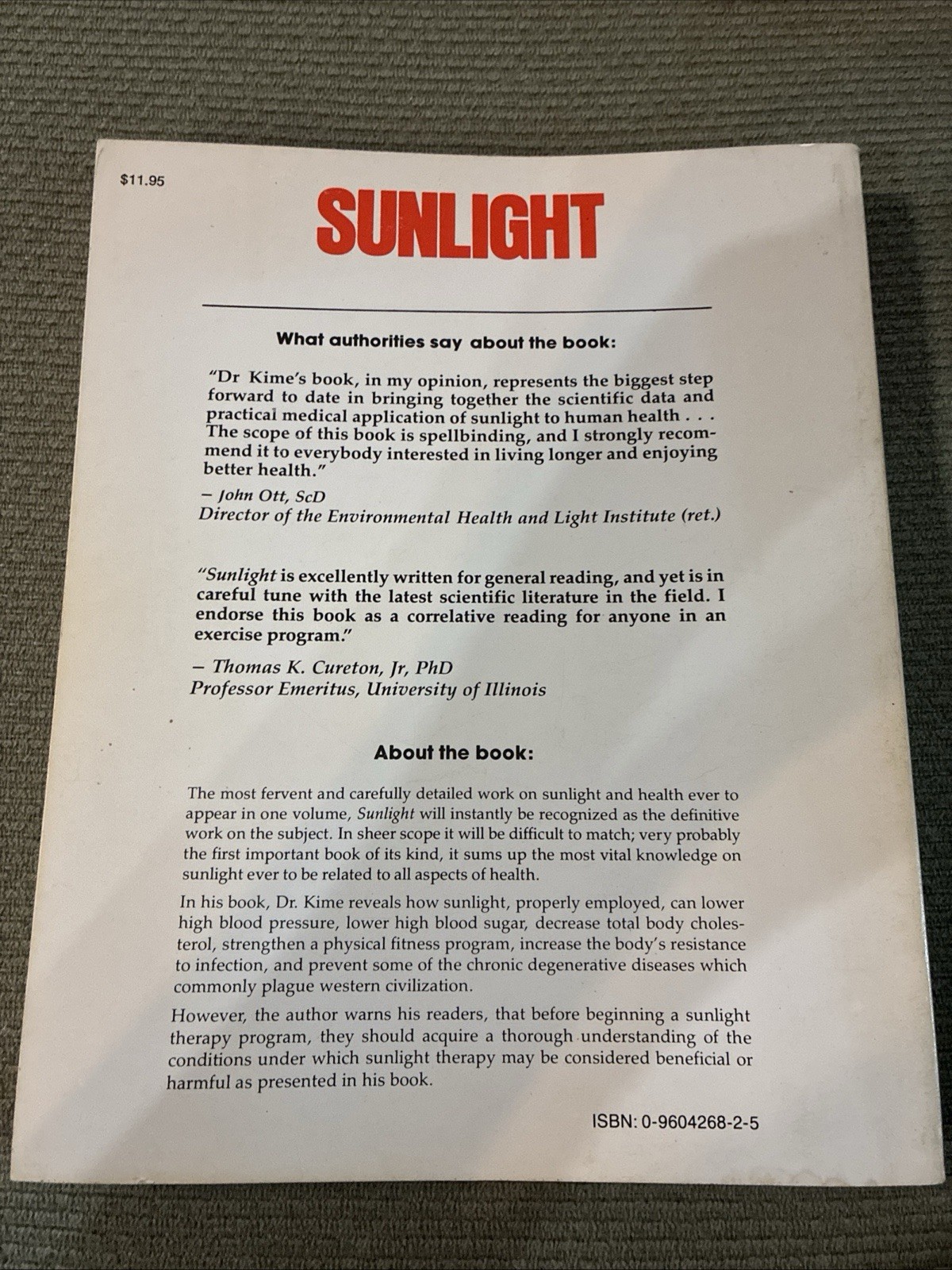 Sunlight Could Save Your Life Zane Kime 1980 PB Health Wellness World 2nd Ed