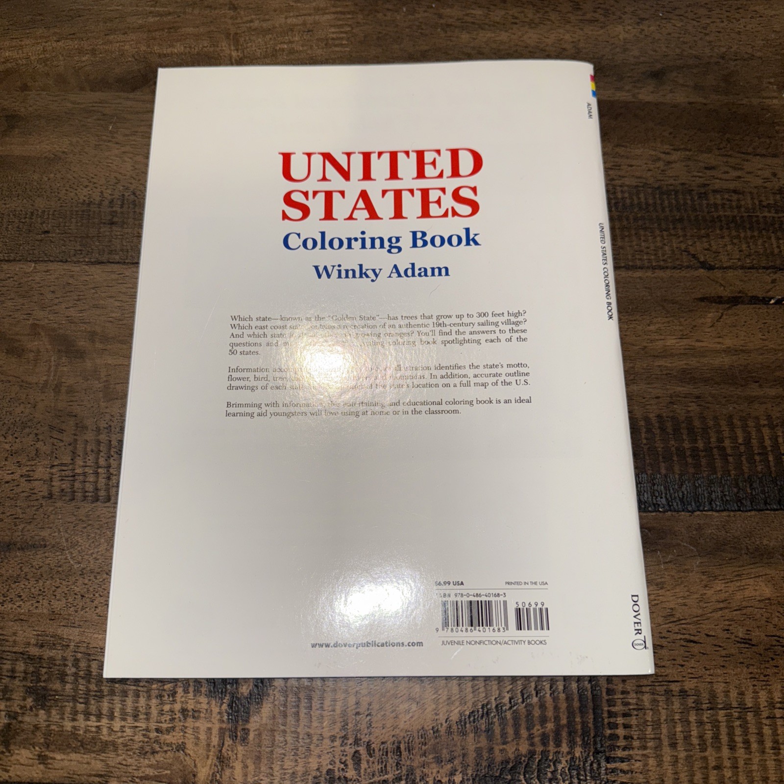 United States Coloring Book by Winky Adam (1998, Trade Paperback)