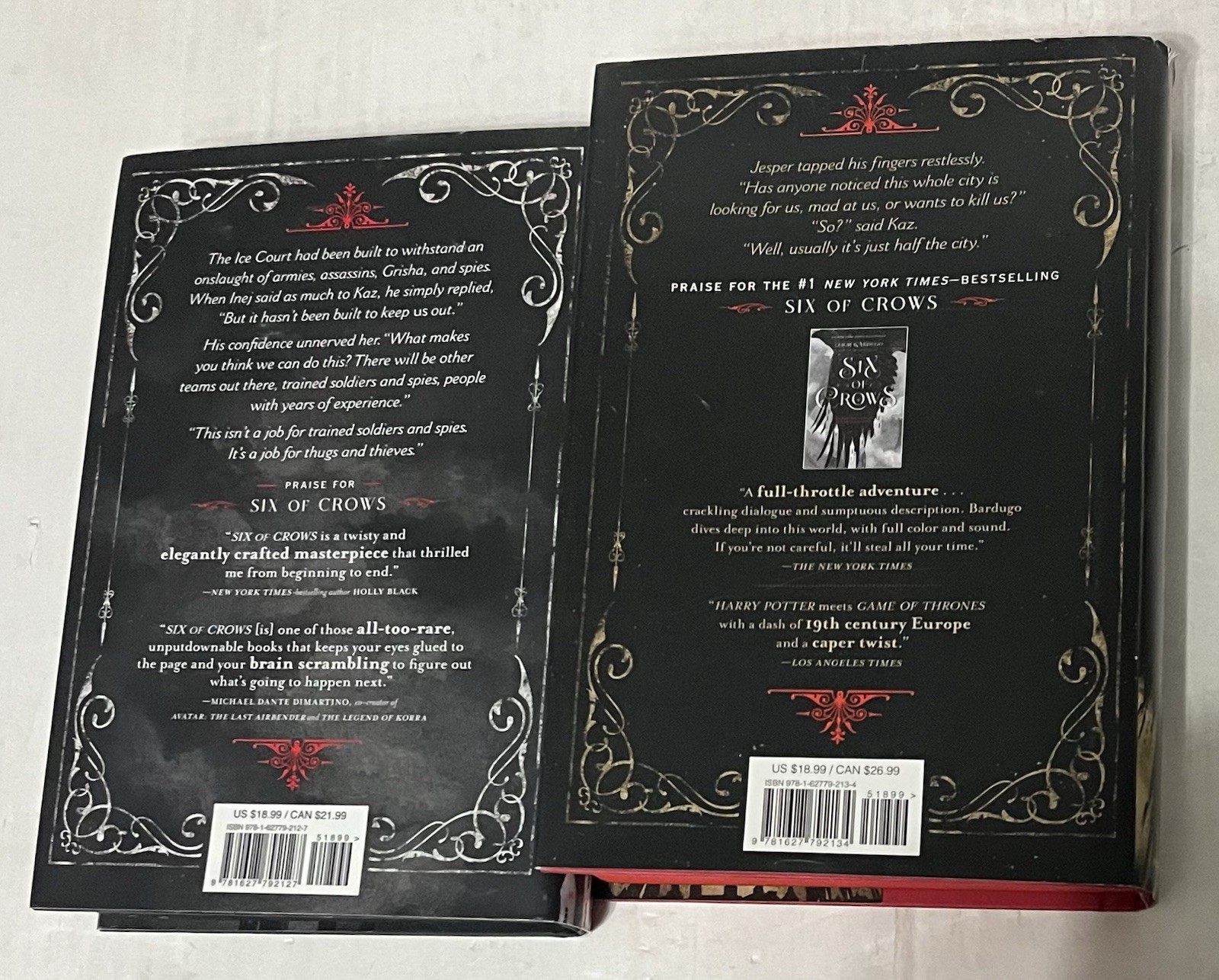 Crooked Kingdom Six of Crows by Leigh Bardugo (2 Hardcover) Colored Pages VG