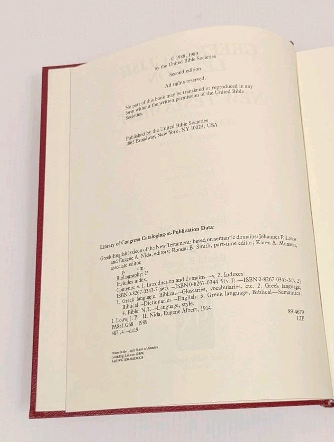 Greek-English Lexicon of the New Testament Based on Semantic Domains, Volume 1