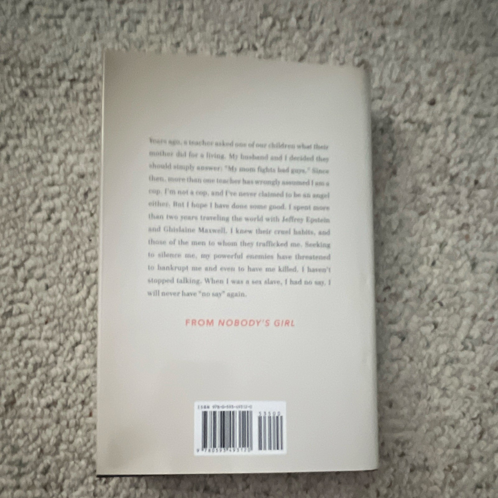 Virginia Roberts Giuffre Nobody’s Girl Hardcover Memoir 2025 Knopf Doubleday